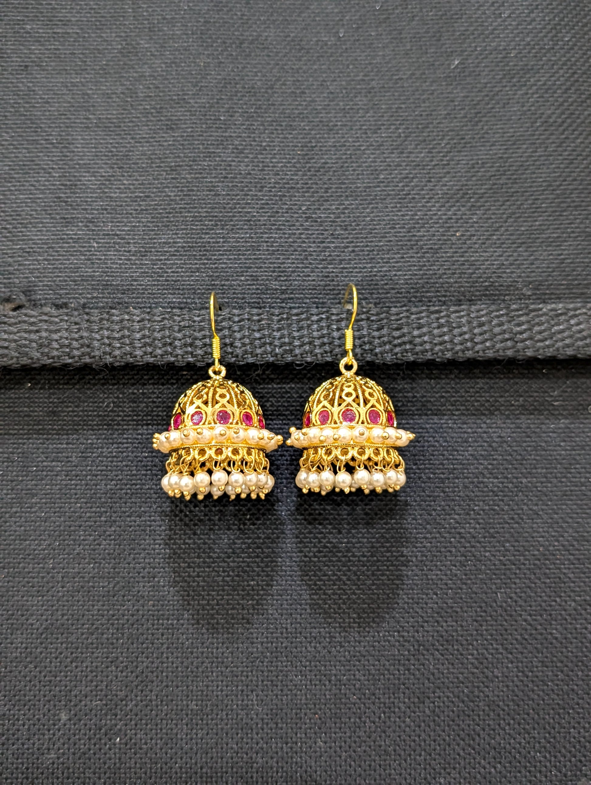 Micro gold plated CZ hook drop Jhumka Earrings - Simpliful