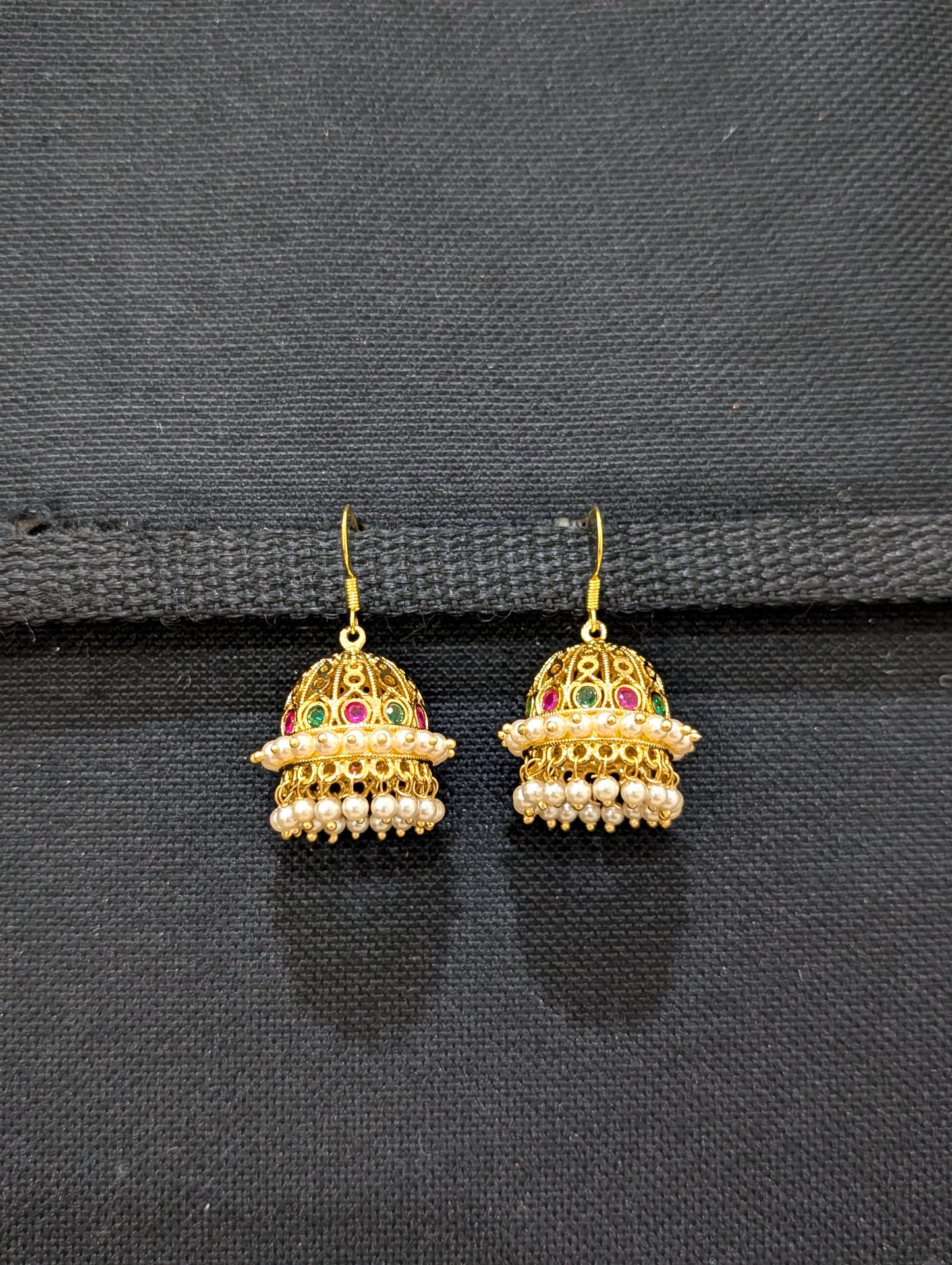 Micro gold plated CZ hook drop Jhumka Earrings - Simpliful