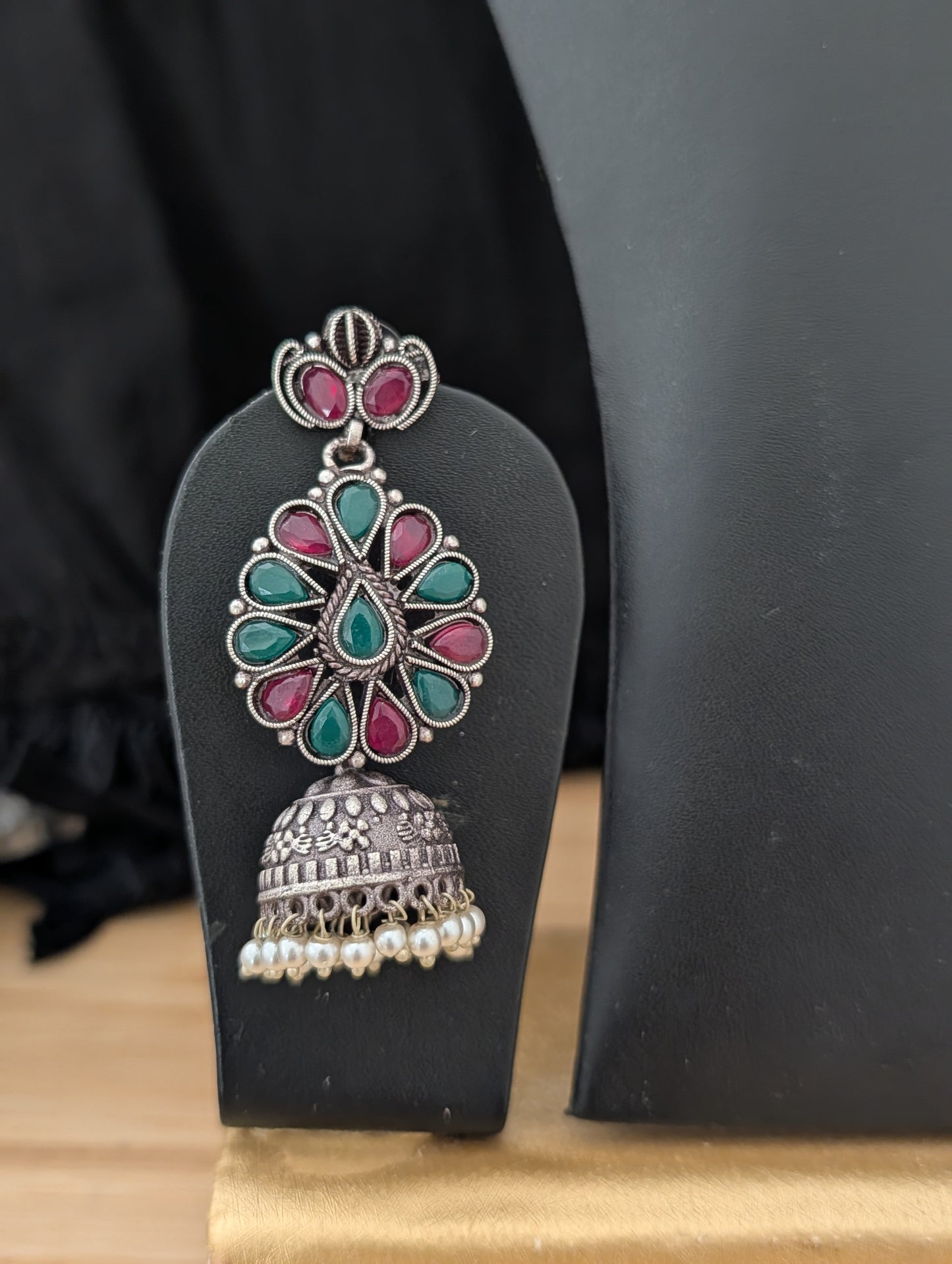 Jhumka dangle Grand Antique Silver Statement Choker set