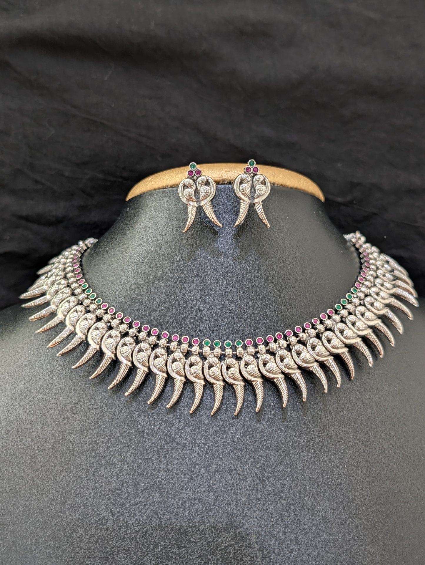 SALE - Oxidized silver Peacock design Choker sets - Simpliful