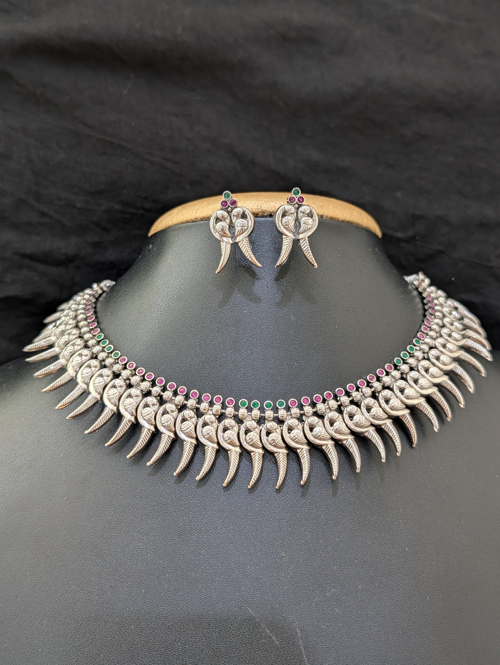 SALE - Oxidized silver Peacock design Choker sets - Simpliful