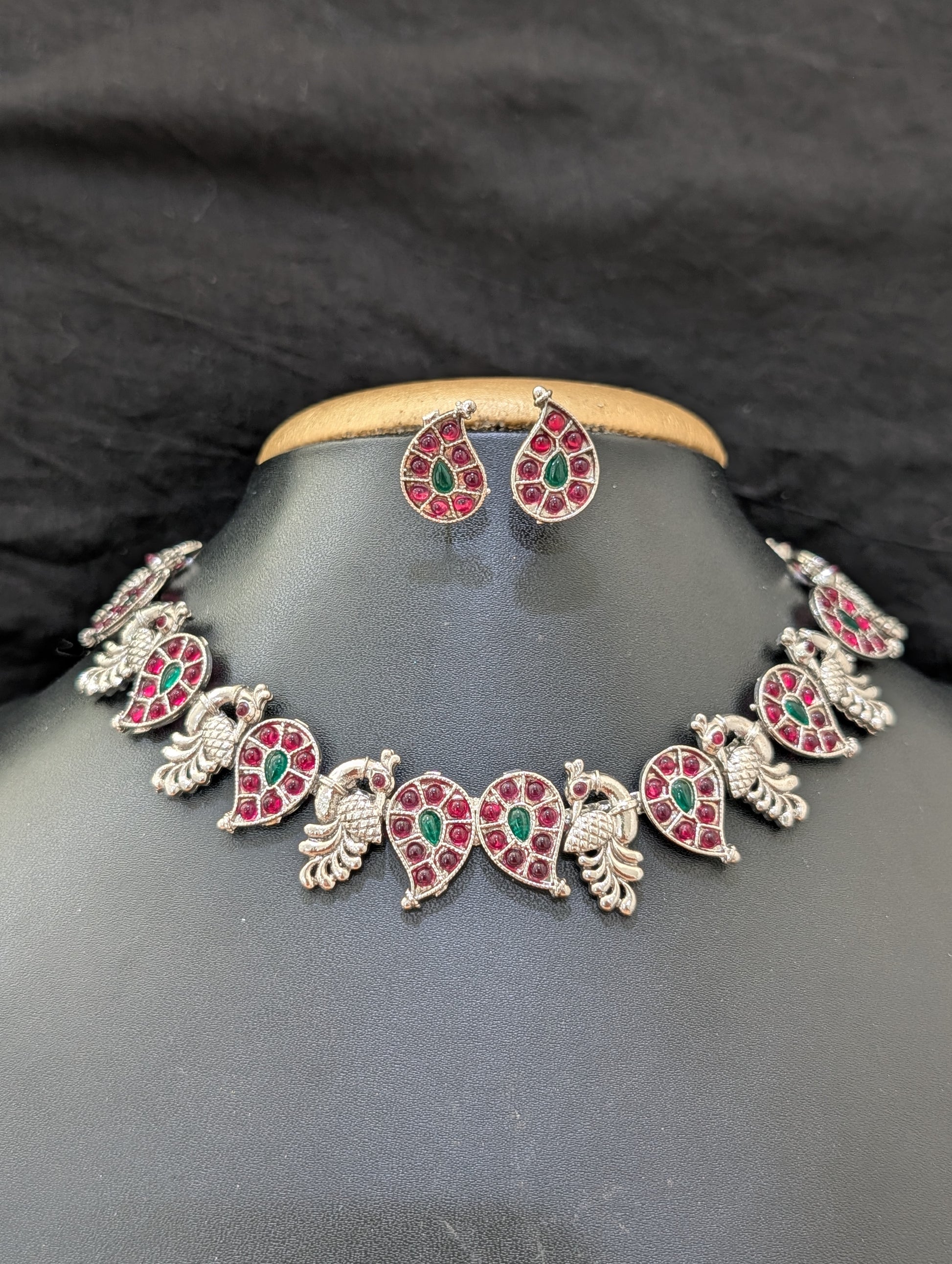 SALE - Oxidized silver Peacock design Choker sets - Simpliful