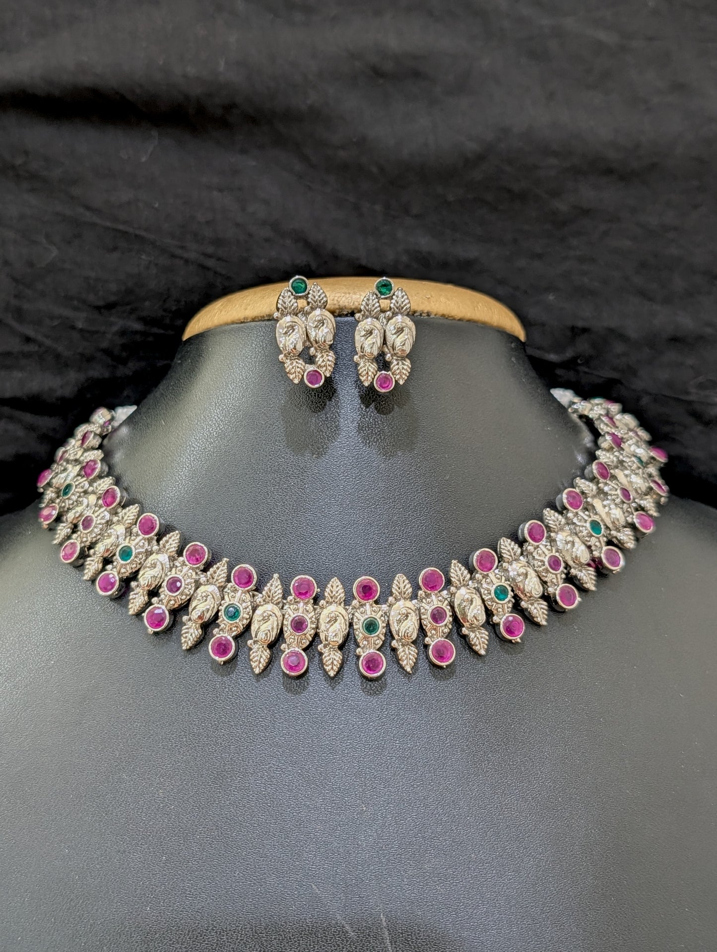 SALE - Oxidized silver Peacock design Choker sets - Simpliful