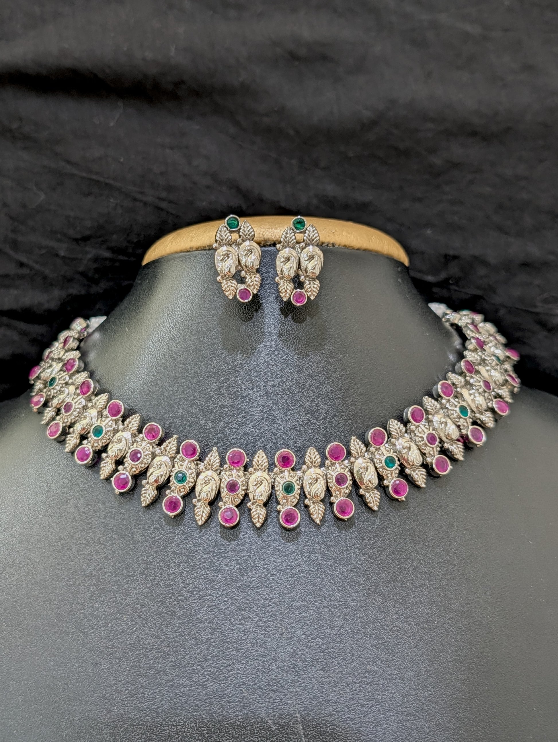 SALE - Oxidized silver Peacock design Choker sets - Simpliful