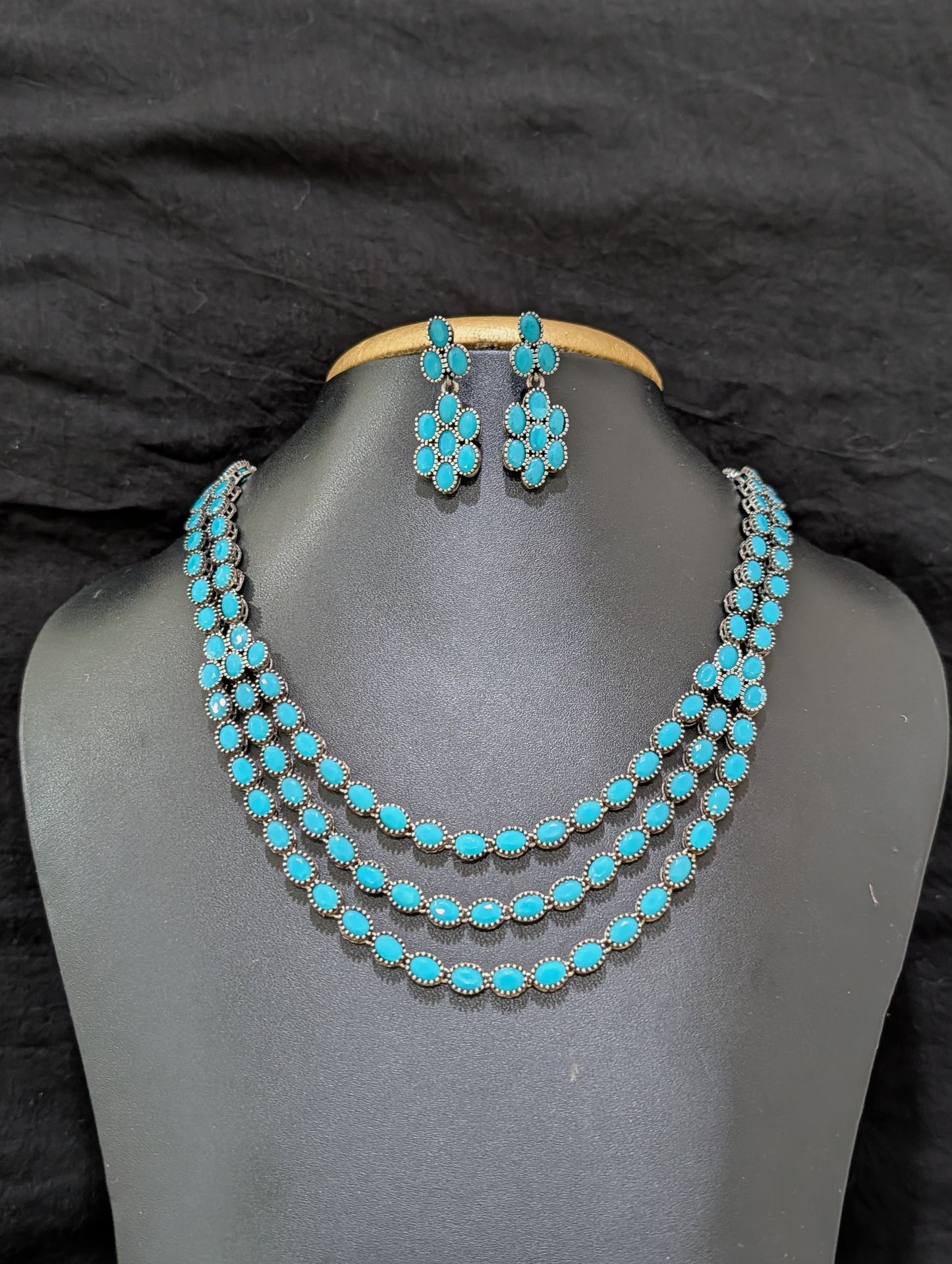 CLEARANCE SALE - Oxidized silver Choker Necklace and Earrings set - Simpliful