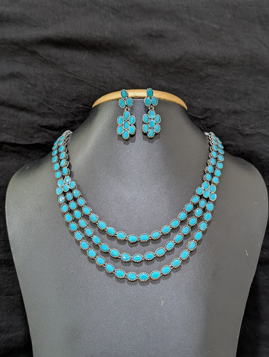 CLEARANCE SALE - Oxidized silver Choker Necklace and Earrings set - Simpliful