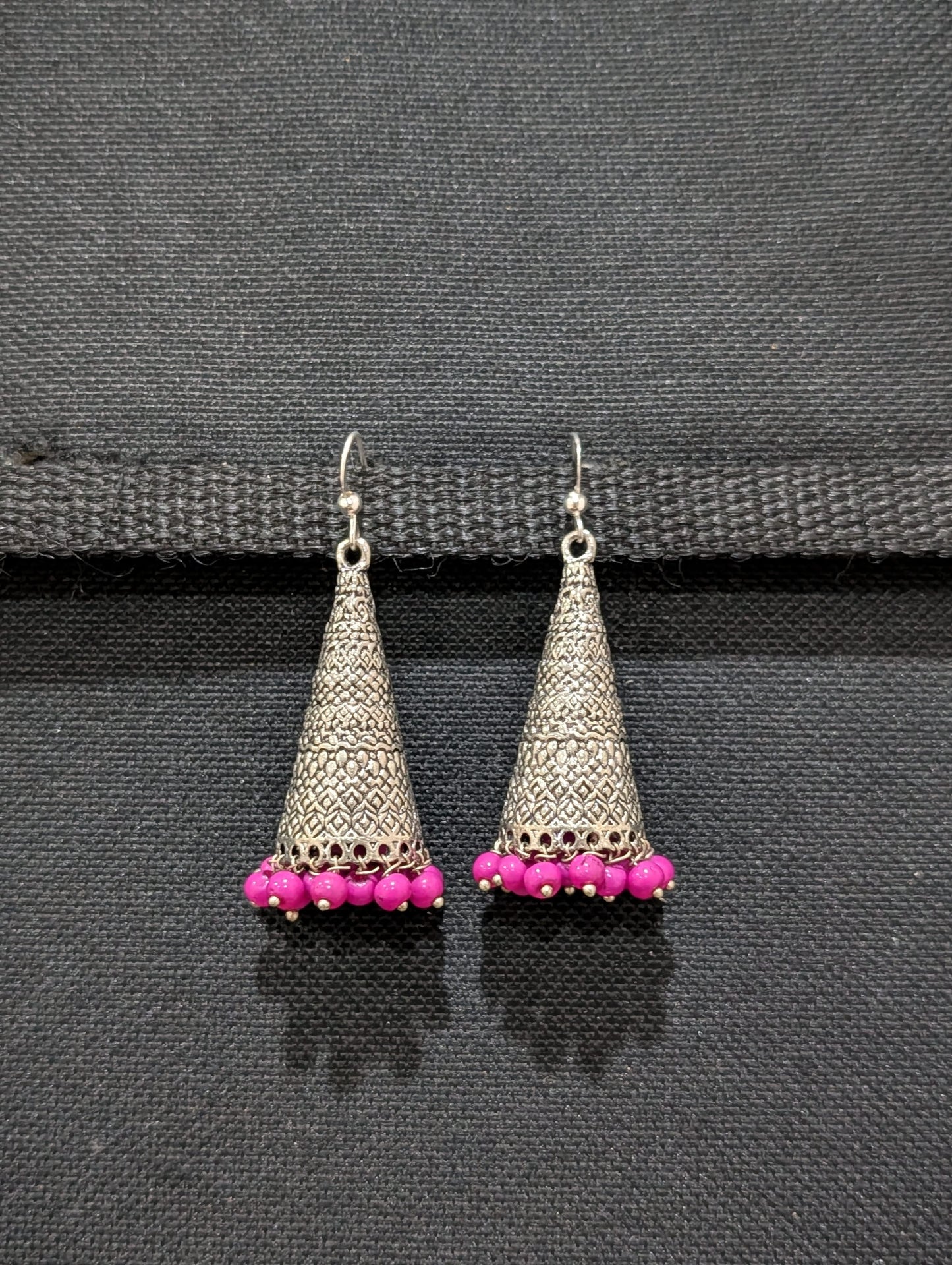 Oxidized silver hook drop jhumka Earrings - 5 designs