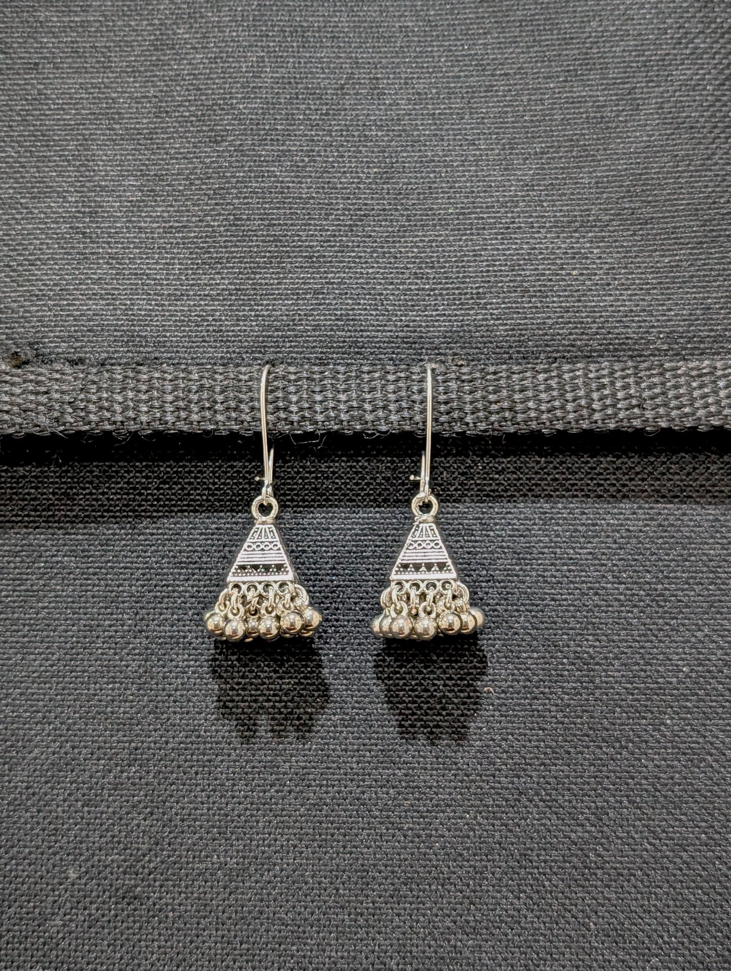 Oxidized Silver Hoop pyramid Jhumka earrings