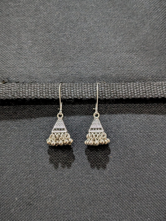 Oxidized Silver Hoop pyramid Jhumka earrings