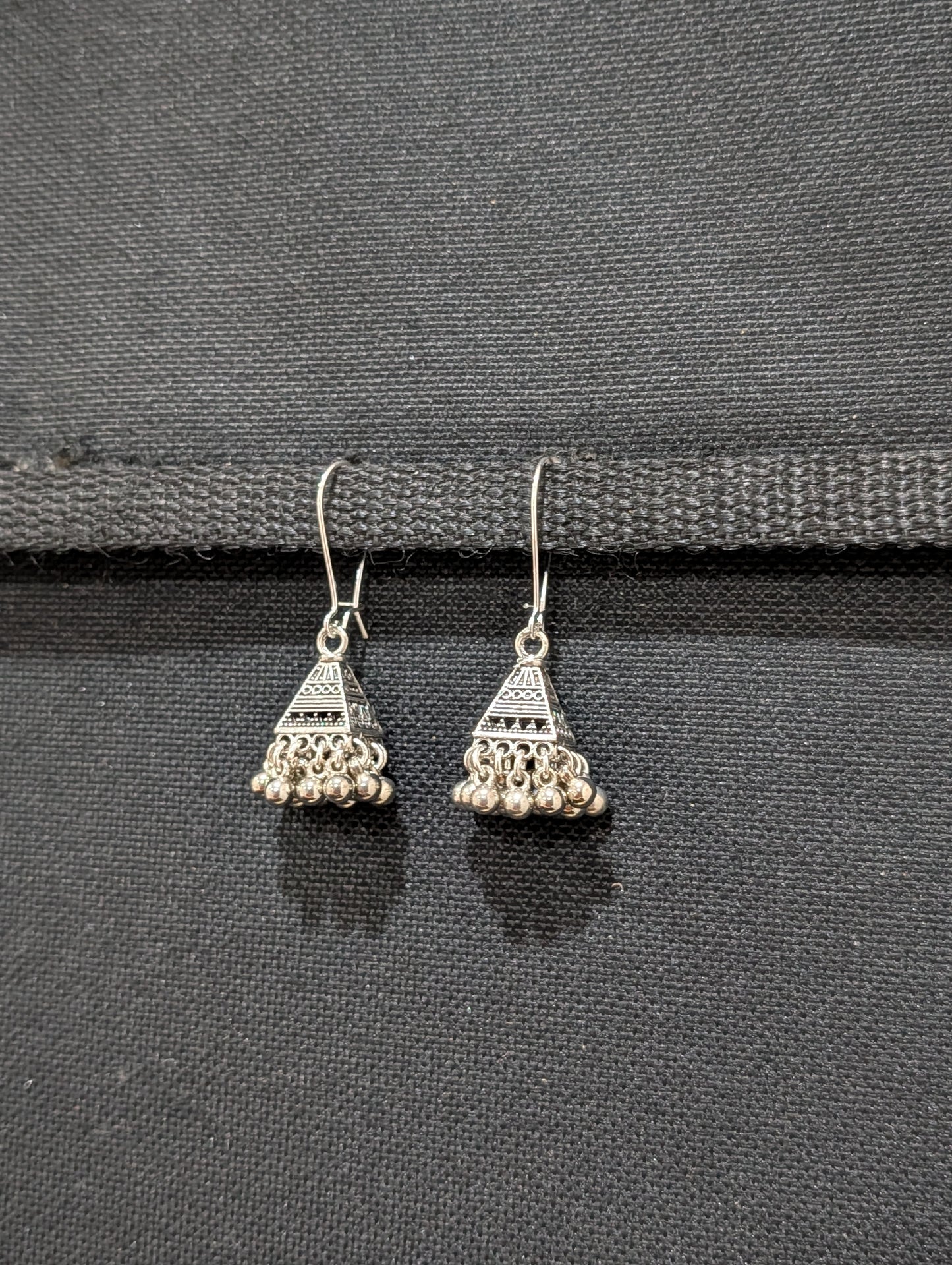 Oxidized Silver Hoop pyramid Jhumka earrings