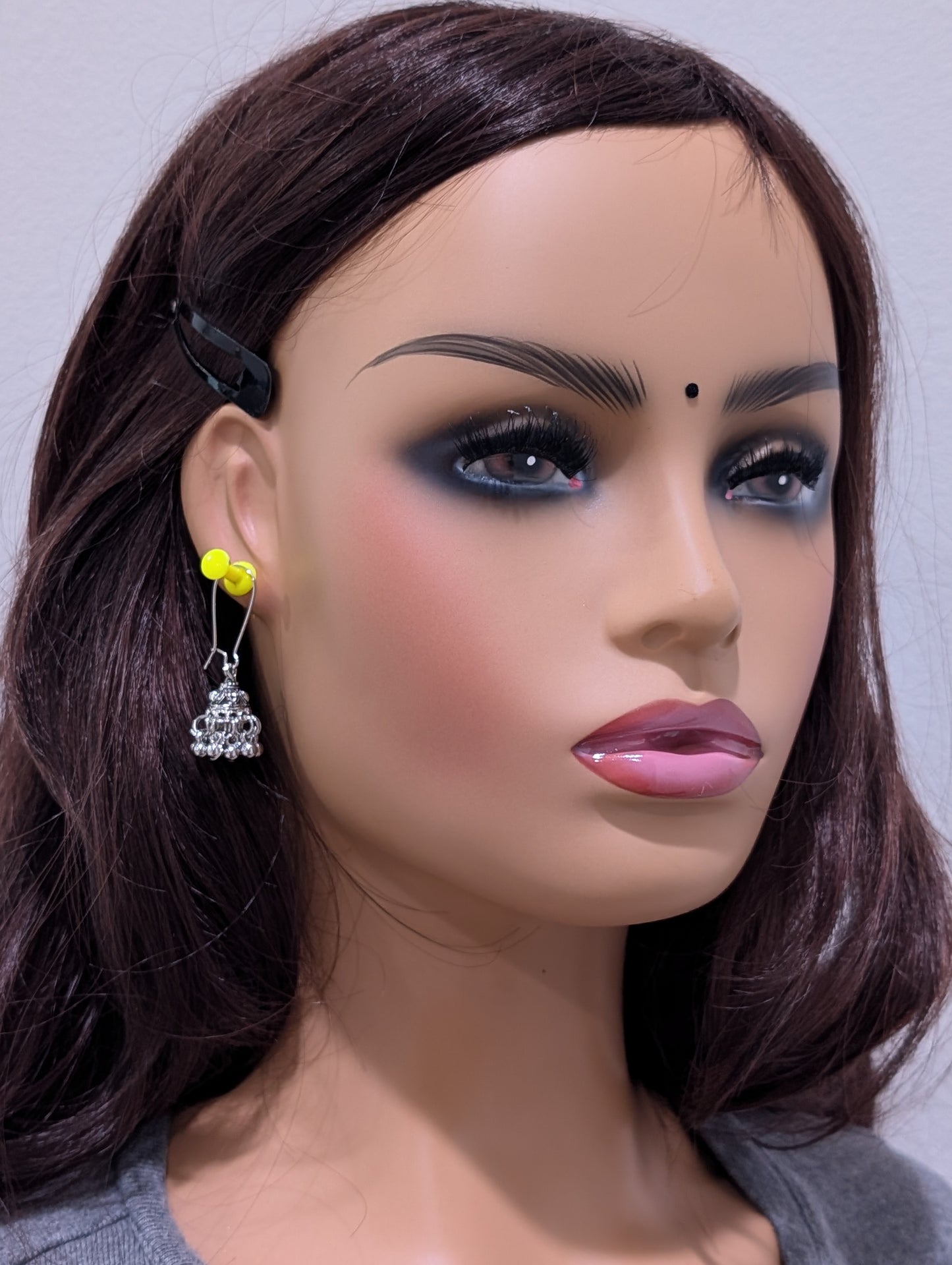 Oxidized Silver Hoop small Jhumka earrings