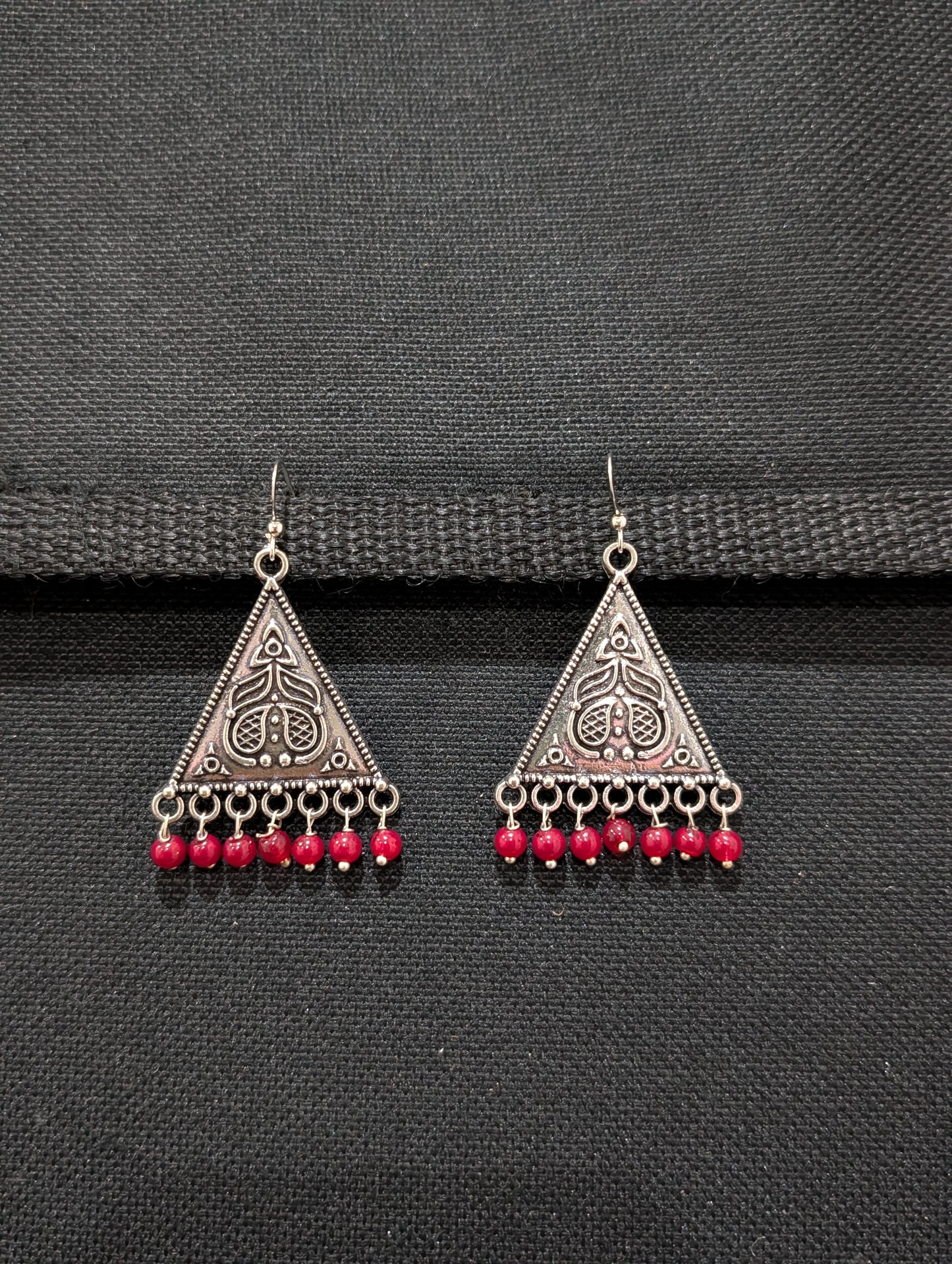 Oxidized silver beaded dangle Earrings - 2 designs - Simpliful