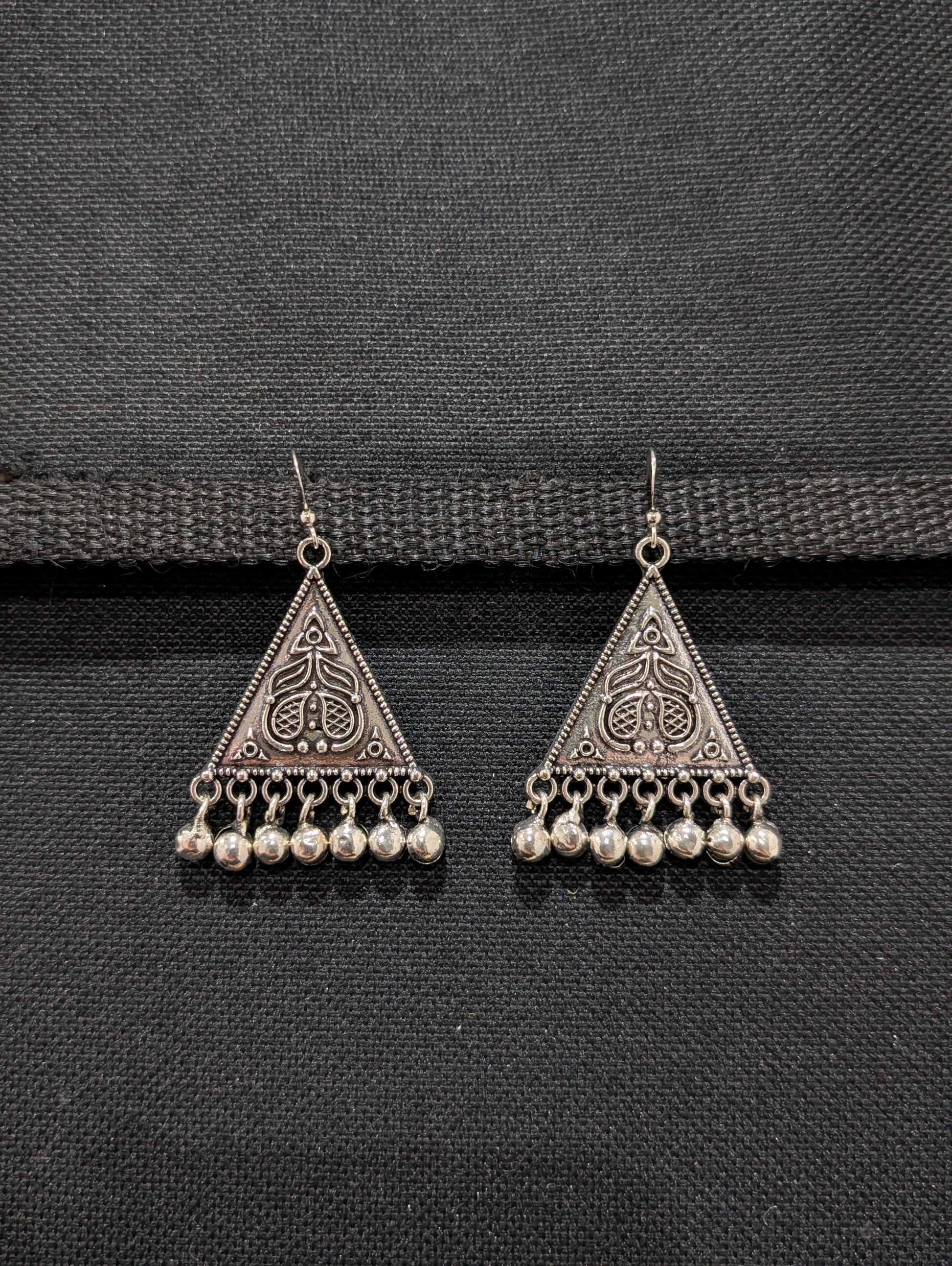 Oxidized silver beaded dangle Earrings - 2 designs - Simpliful
