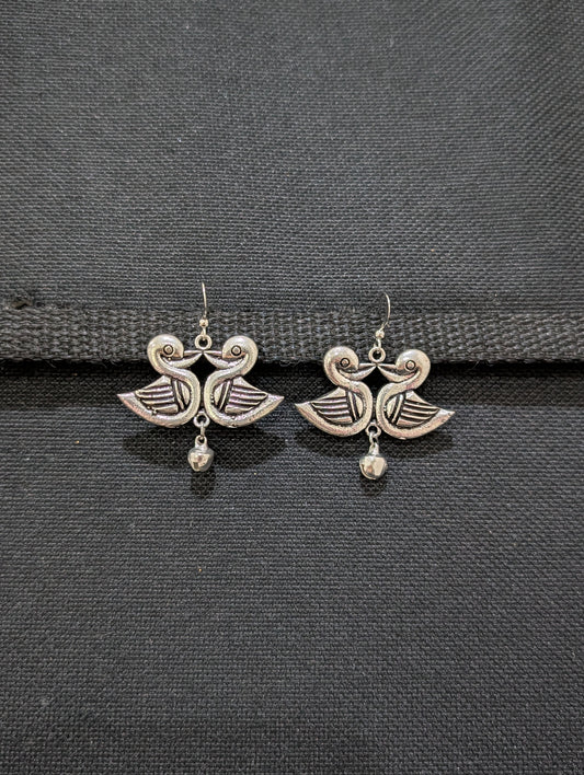 Oxidized Silver Funky Bird Earrings - Simpliful