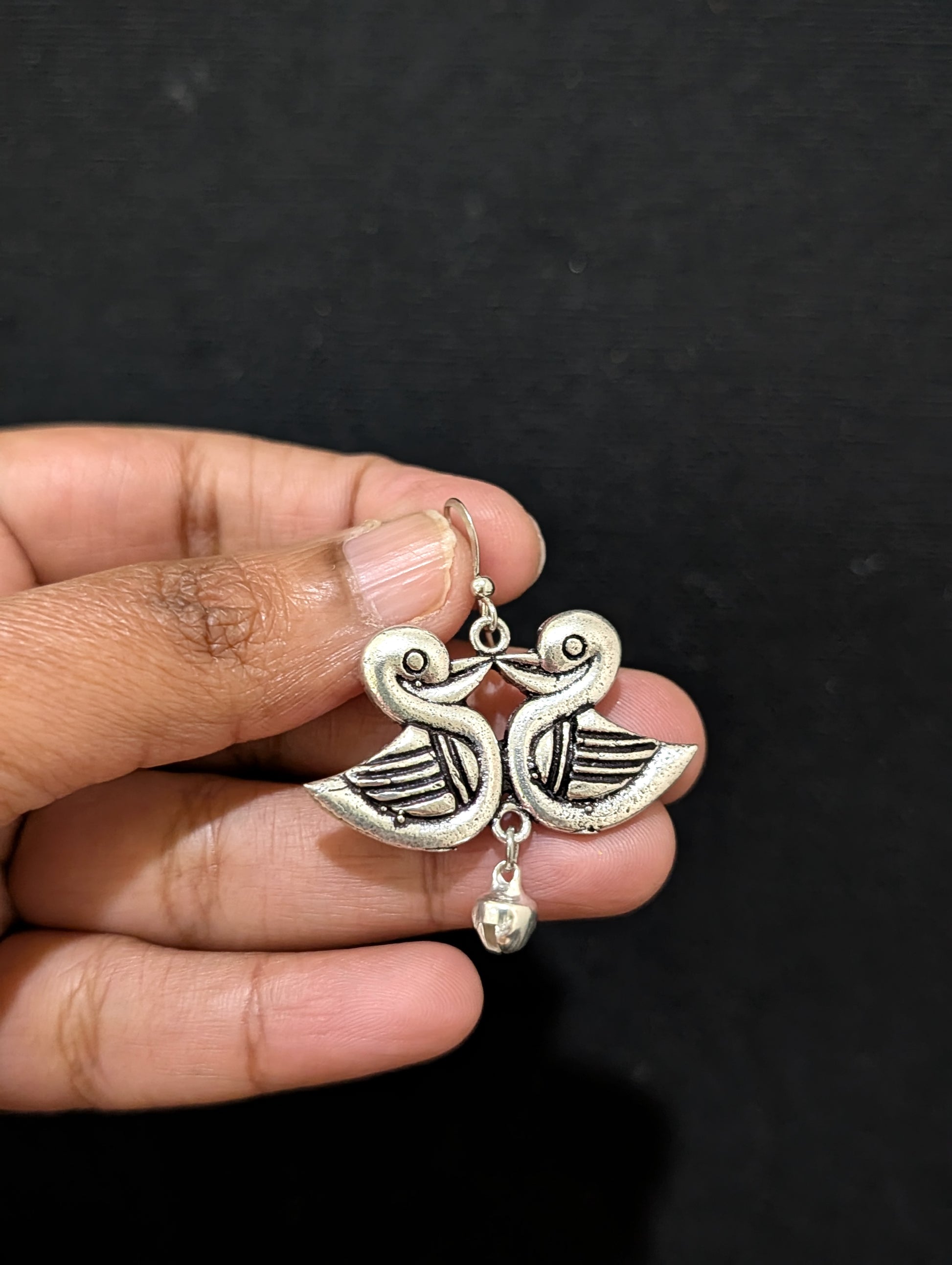 Oxidized Silver Funky Bird Earrings - Simpliful