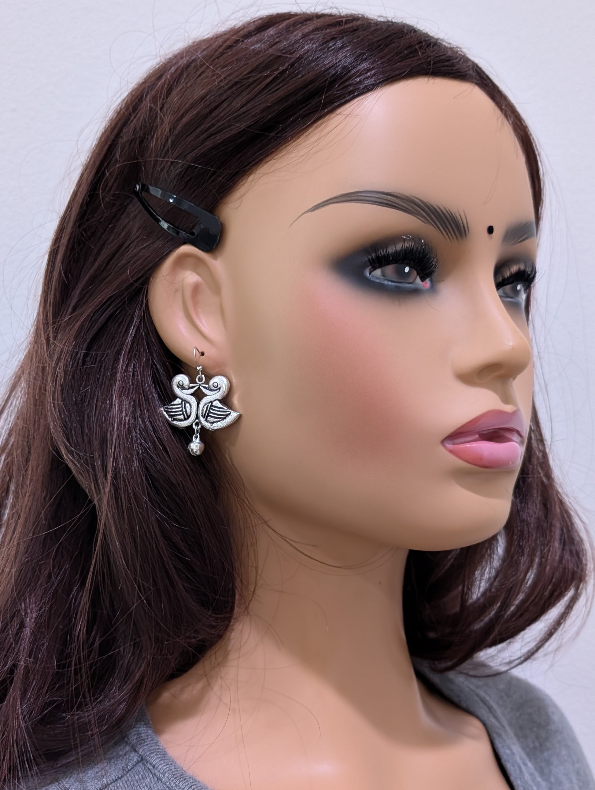 Oxidized Silver Funky Bird Earrings - Simpliful