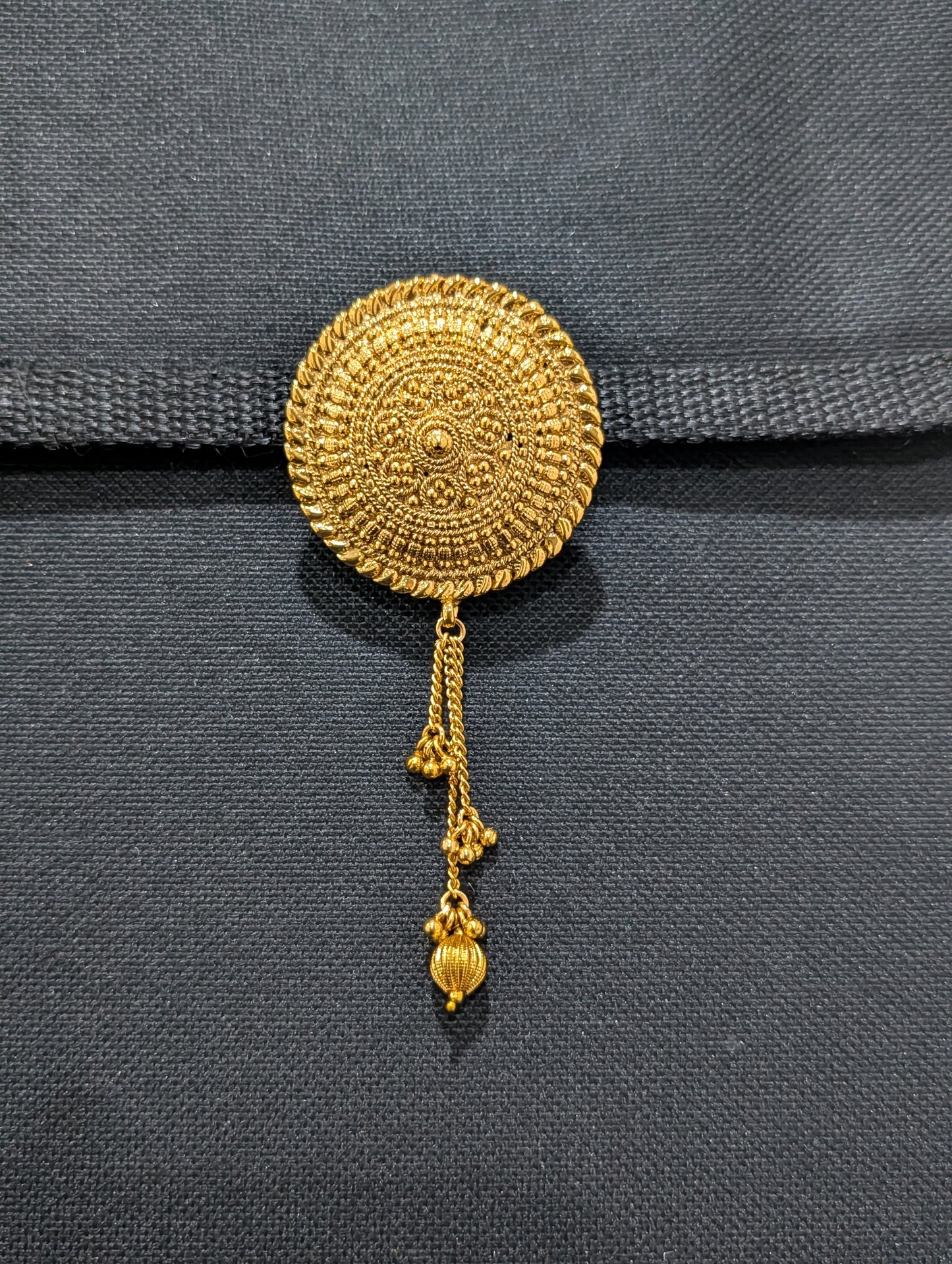 Round design Light gold plated Saree Brooch - Simpliful