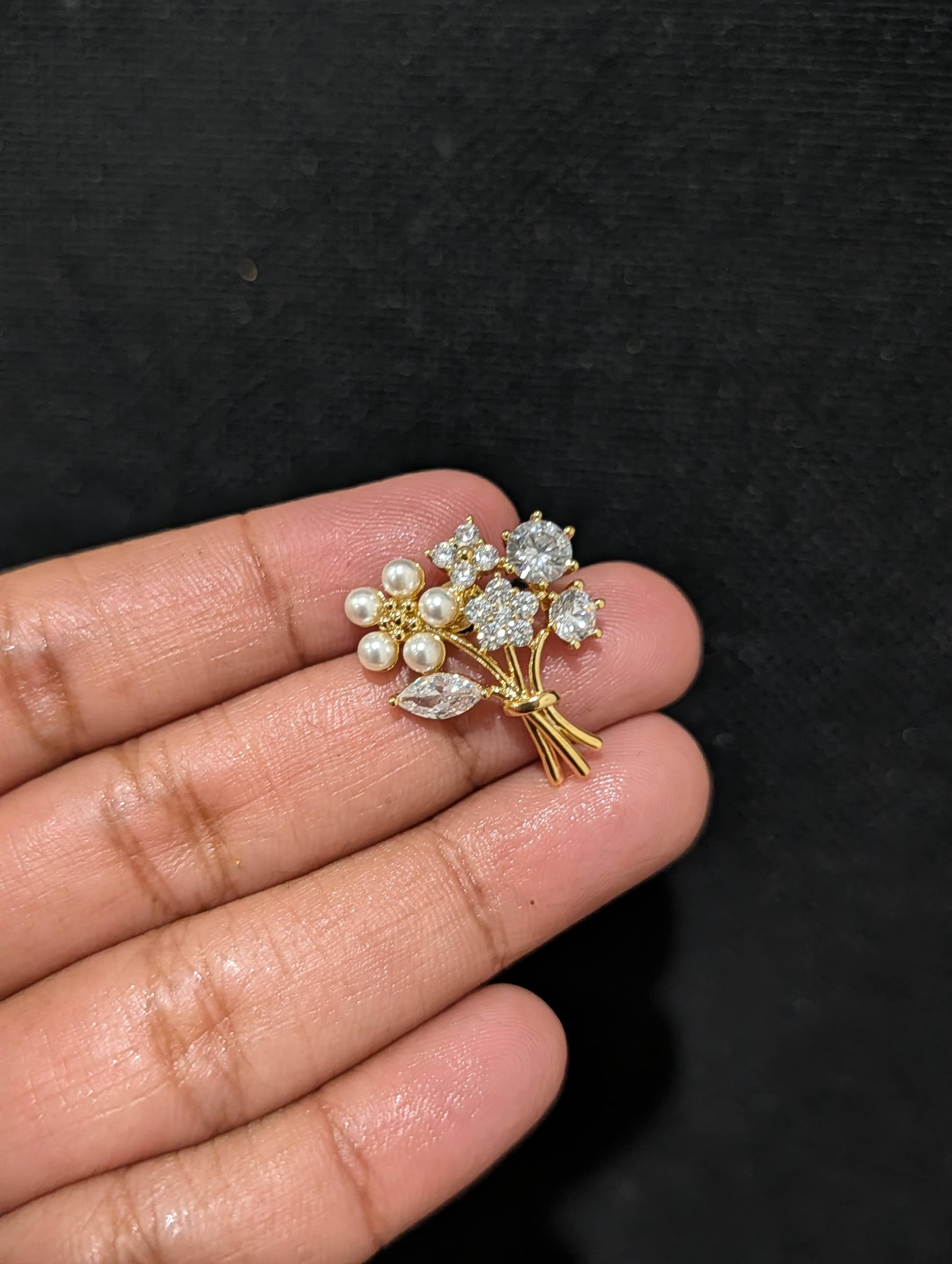 Flower design one gram gold plated Brooch - Simpliful