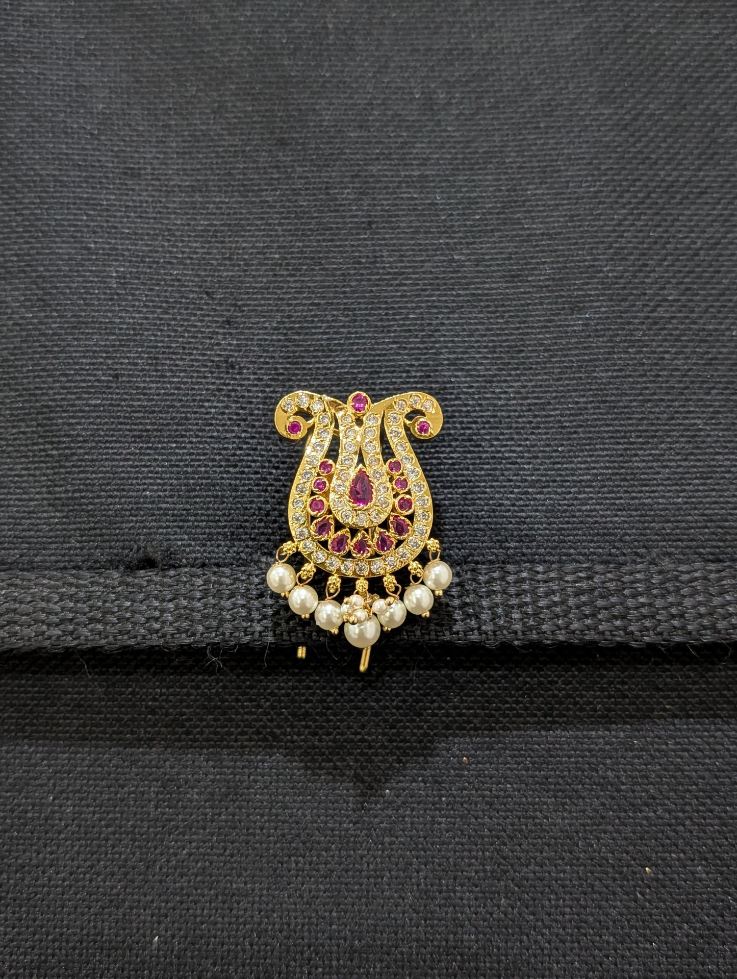 Micro Gold plated CZ Clip on Hair Brooch - Simpliful