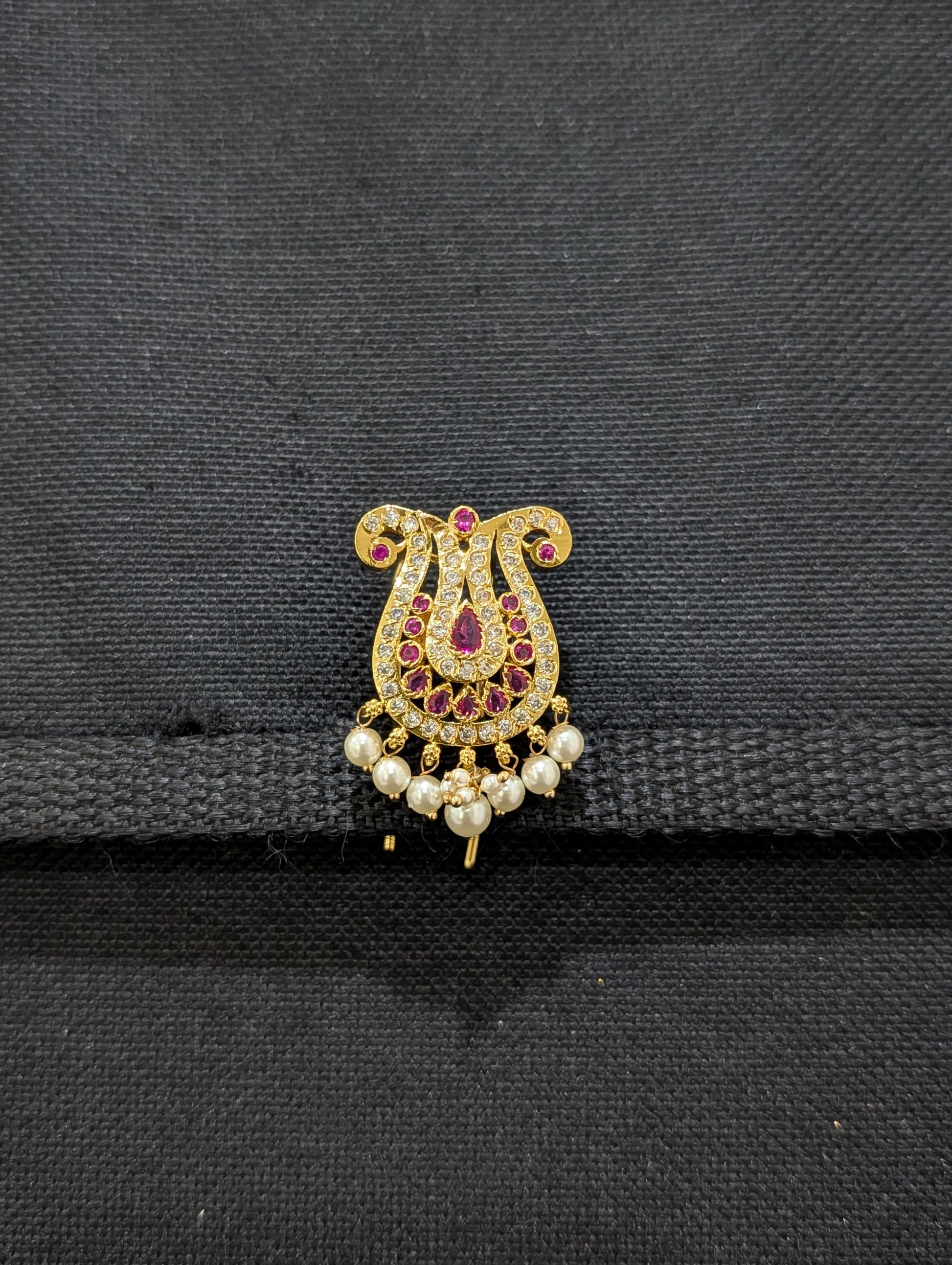 Micro Gold plated CZ Clip on Hair Brooch - Simpliful