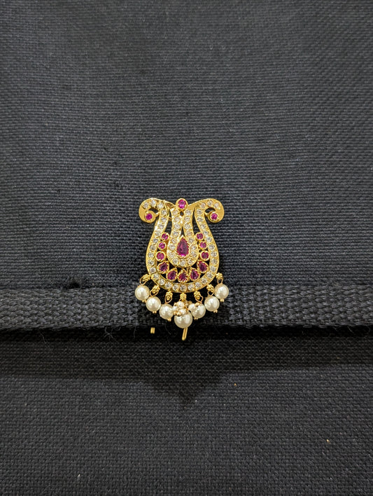 Micro Gold plated CZ Clip on Hair Brooch - Simpliful