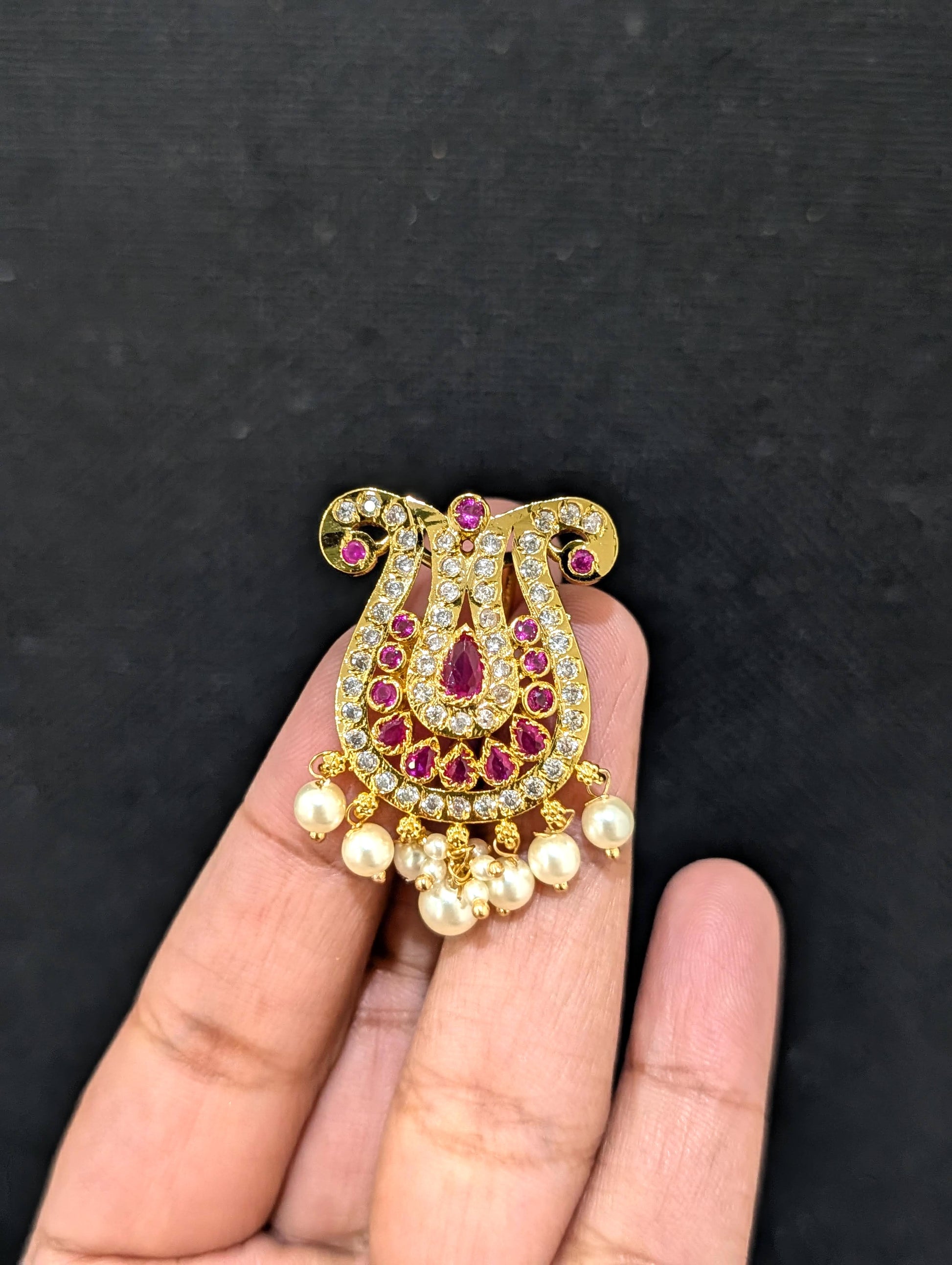 Micro Gold plated CZ Clip on Hair Brooch - Simpliful
