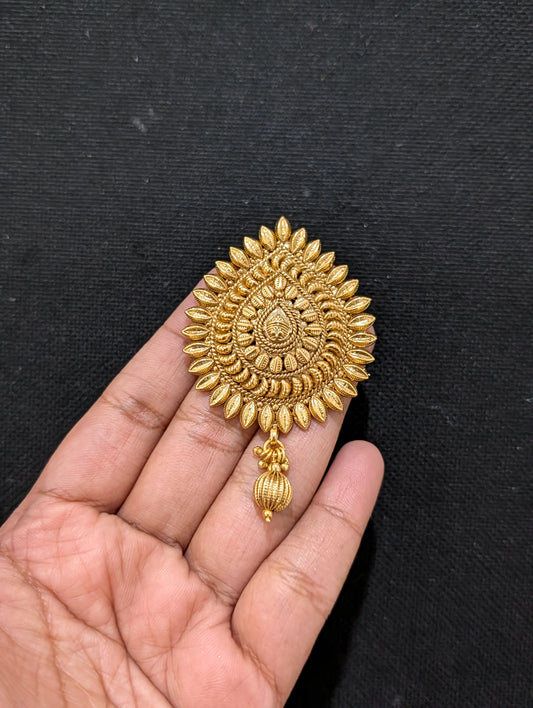 Gold plated Teardrop Clip on Hair Brooch