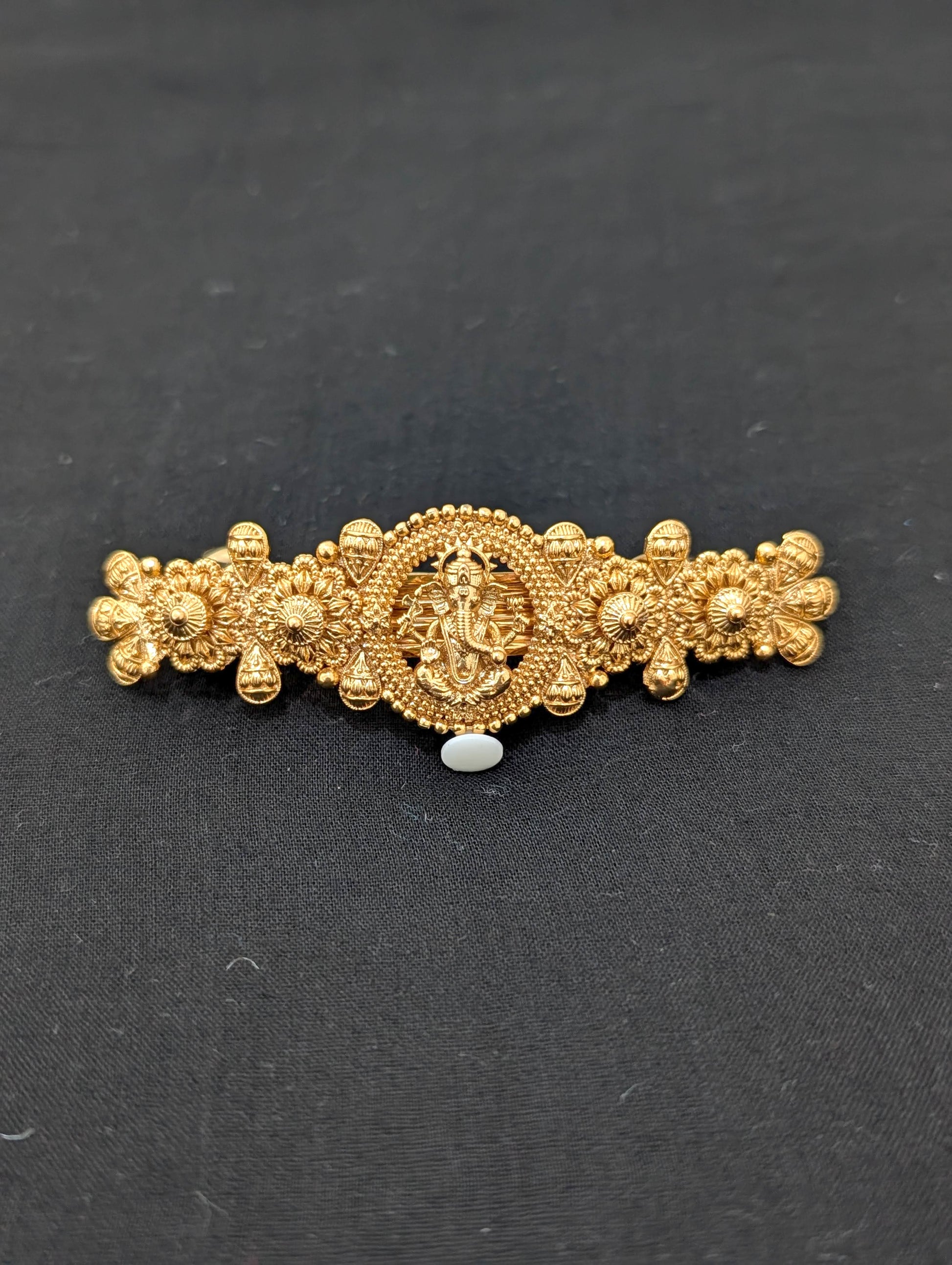 Lord Ganesh gold plated hair clip - Simpliful