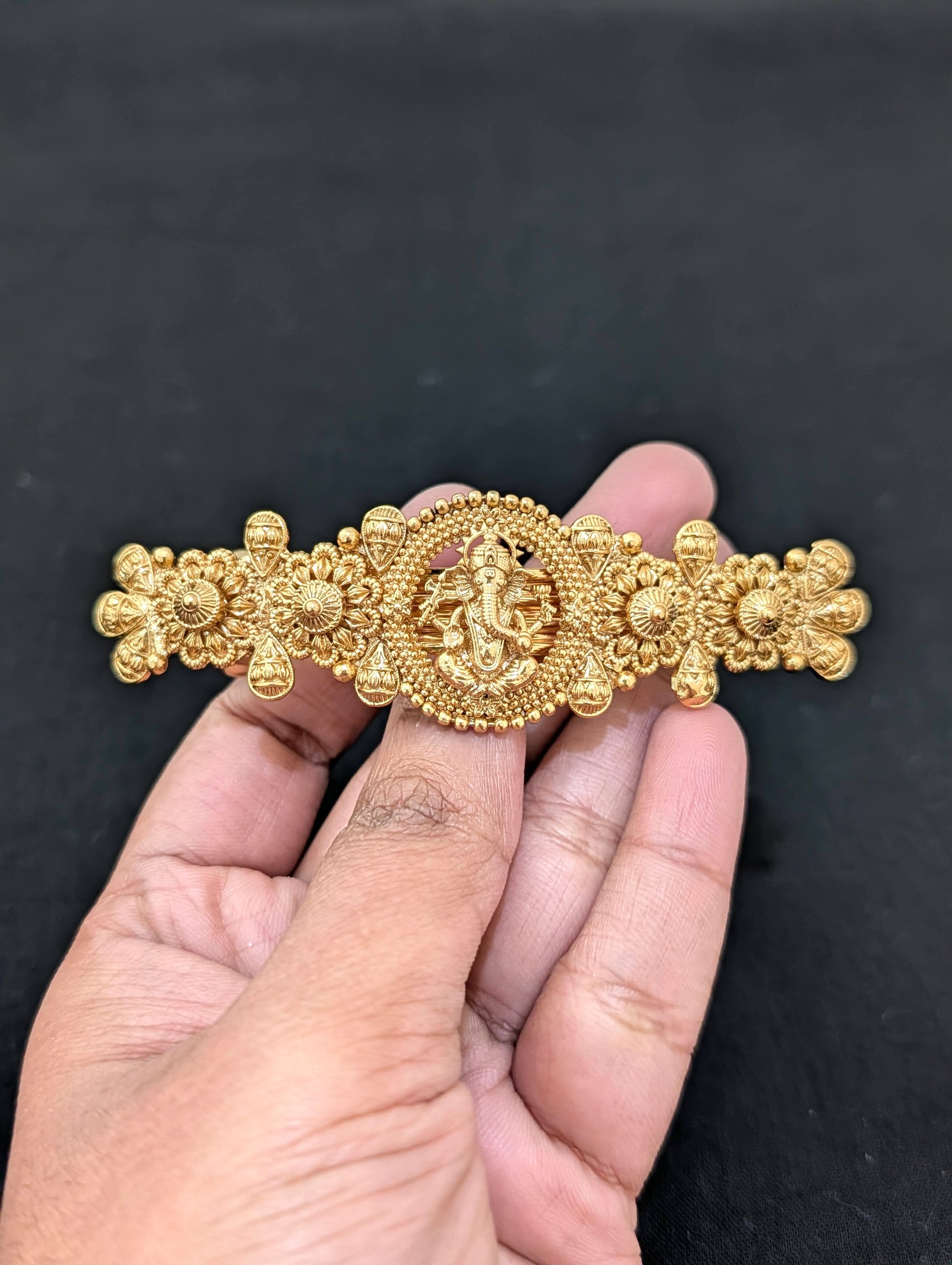 Lord Ganesh gold plated hair clip - Simpliful