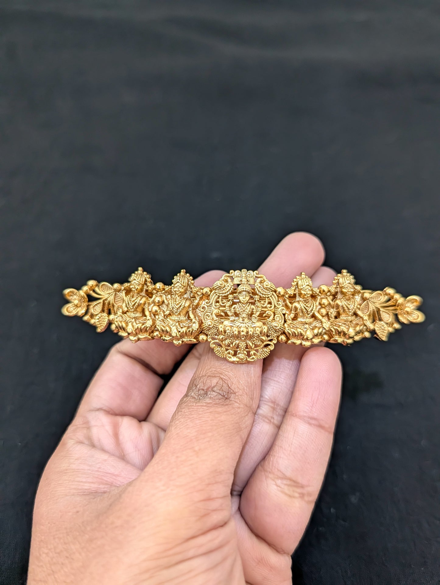 Lakshmi ji design gold plated hair clip - D2 - Simpliful