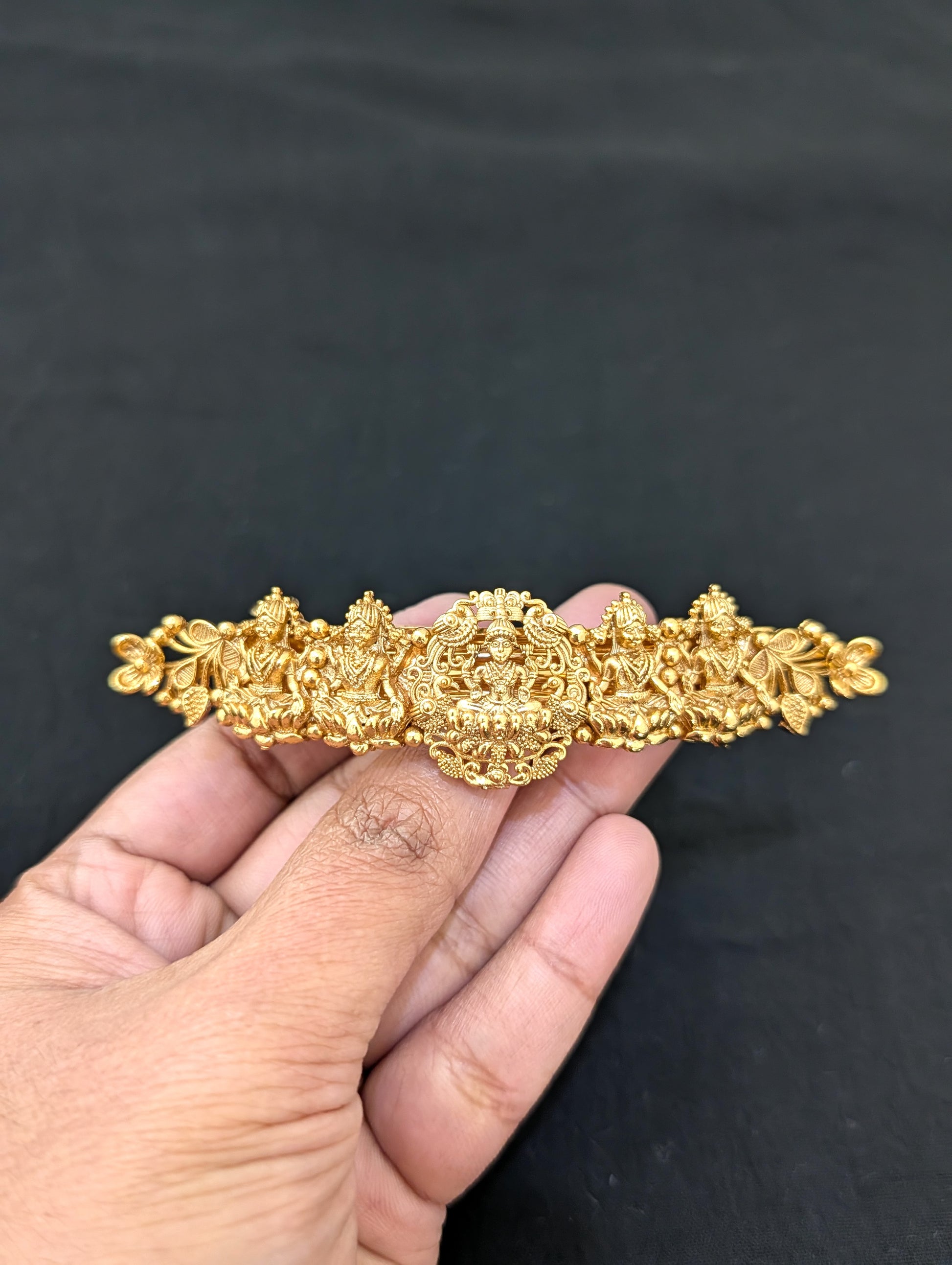 Lakshmi ji design gold plated hair clip - D2 - Simpliful