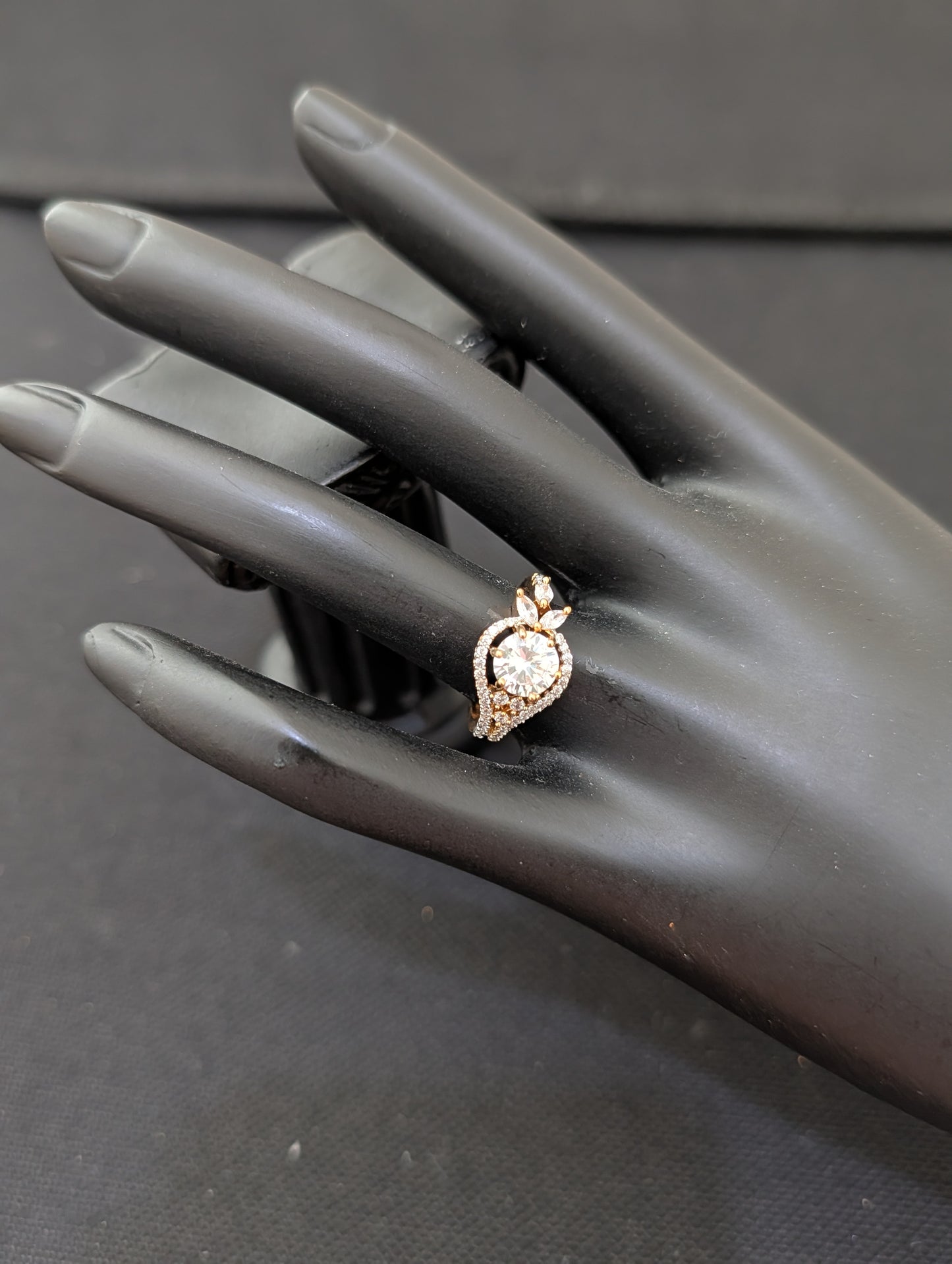 White CZ Adjustable Finger ring - Simpliful
