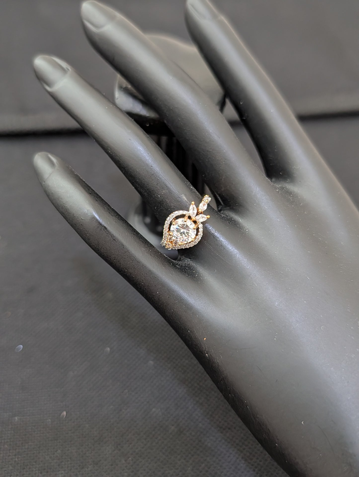 White CZ Adjustable Finger ring - Simpliful