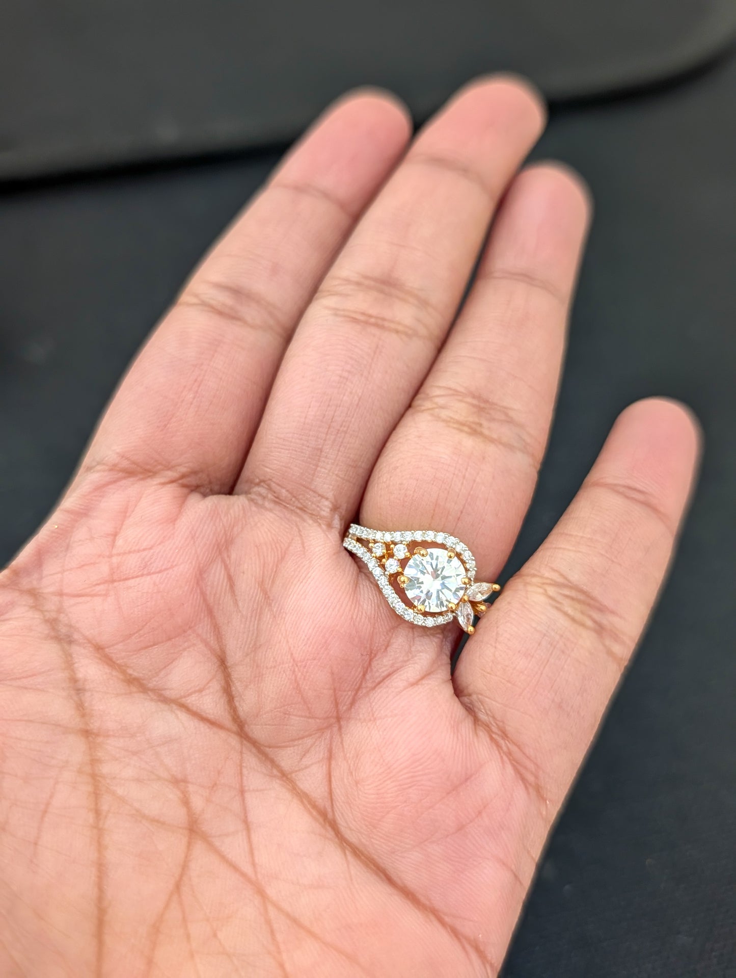 White CZ Adjustable Finger ring - Simpliful