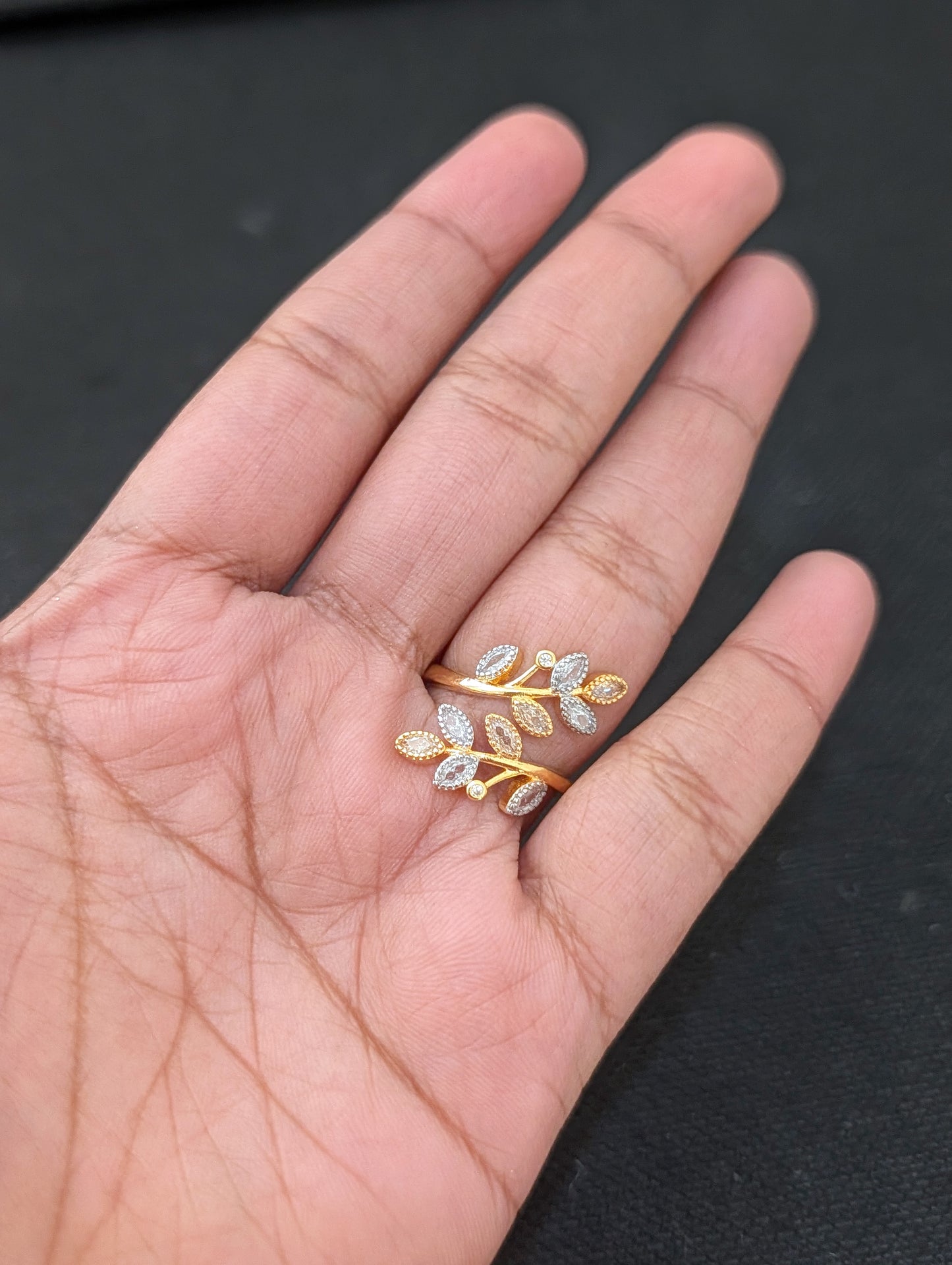 Designer White CZ Adjustable Finger ring