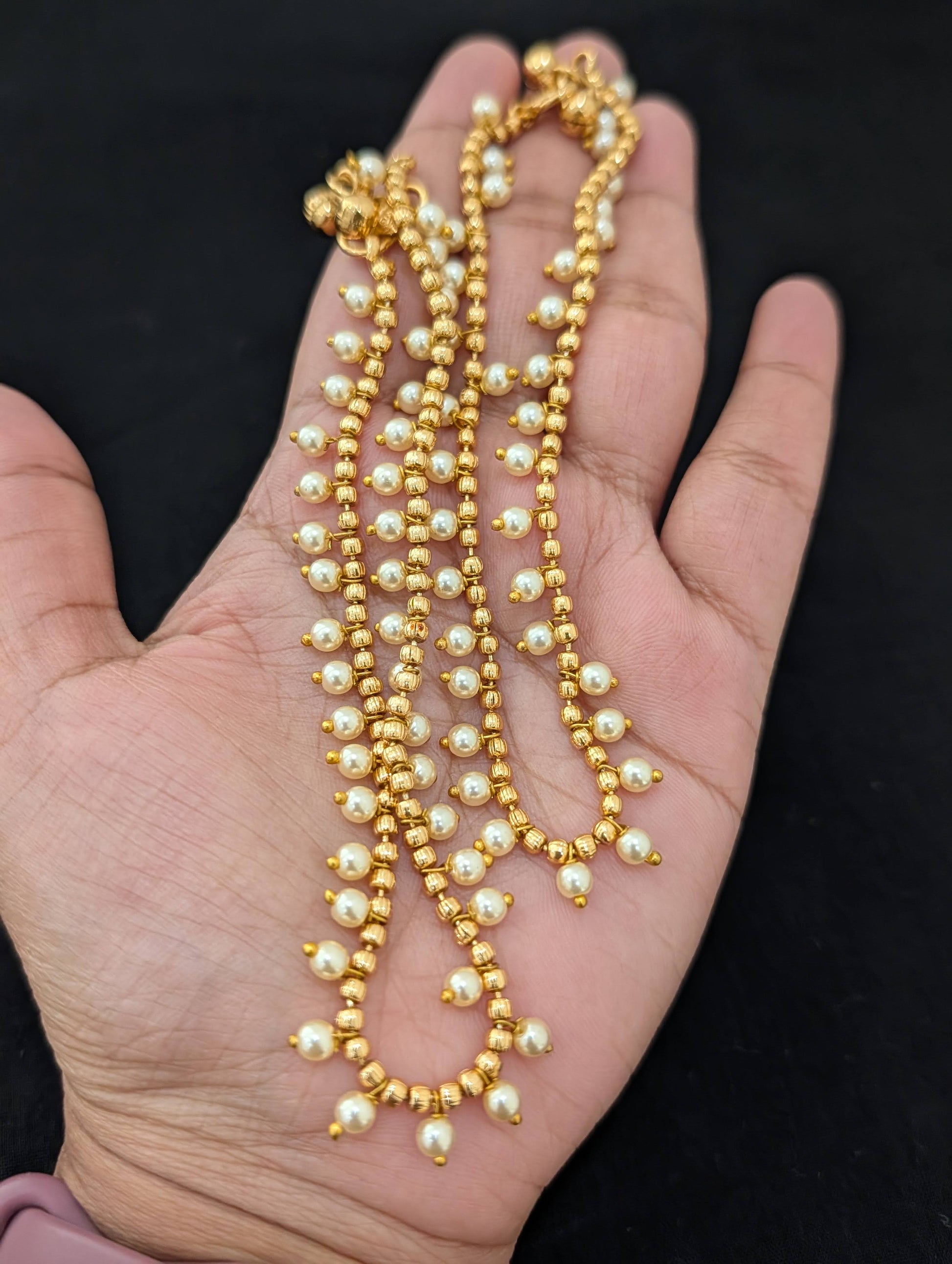 Gold plated single pearl dangle Anklets - Simpliful