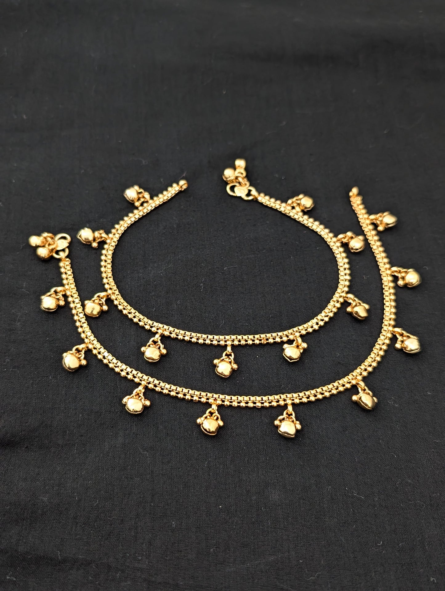 Gold plated Ghunghru bead dangle Anklets - Simpliful