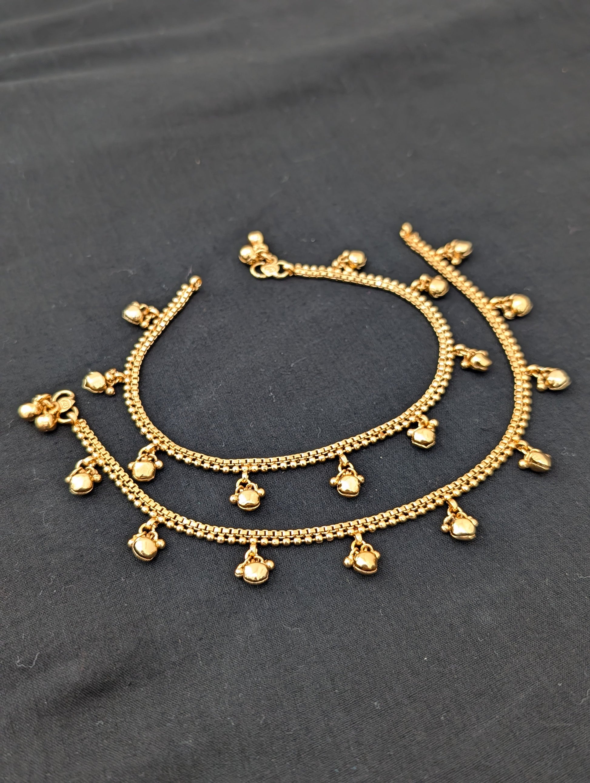 Gold plated Ghunghru bead dangle Anklets - Simpliful