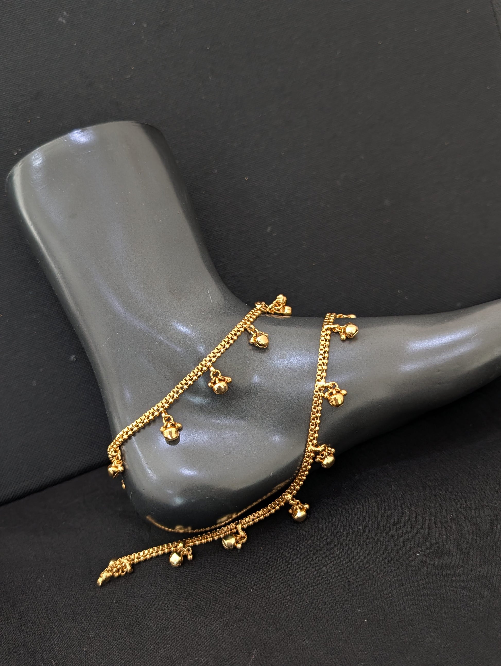 Gold plated Ghunghru bead dangle Anklets - Simpliful