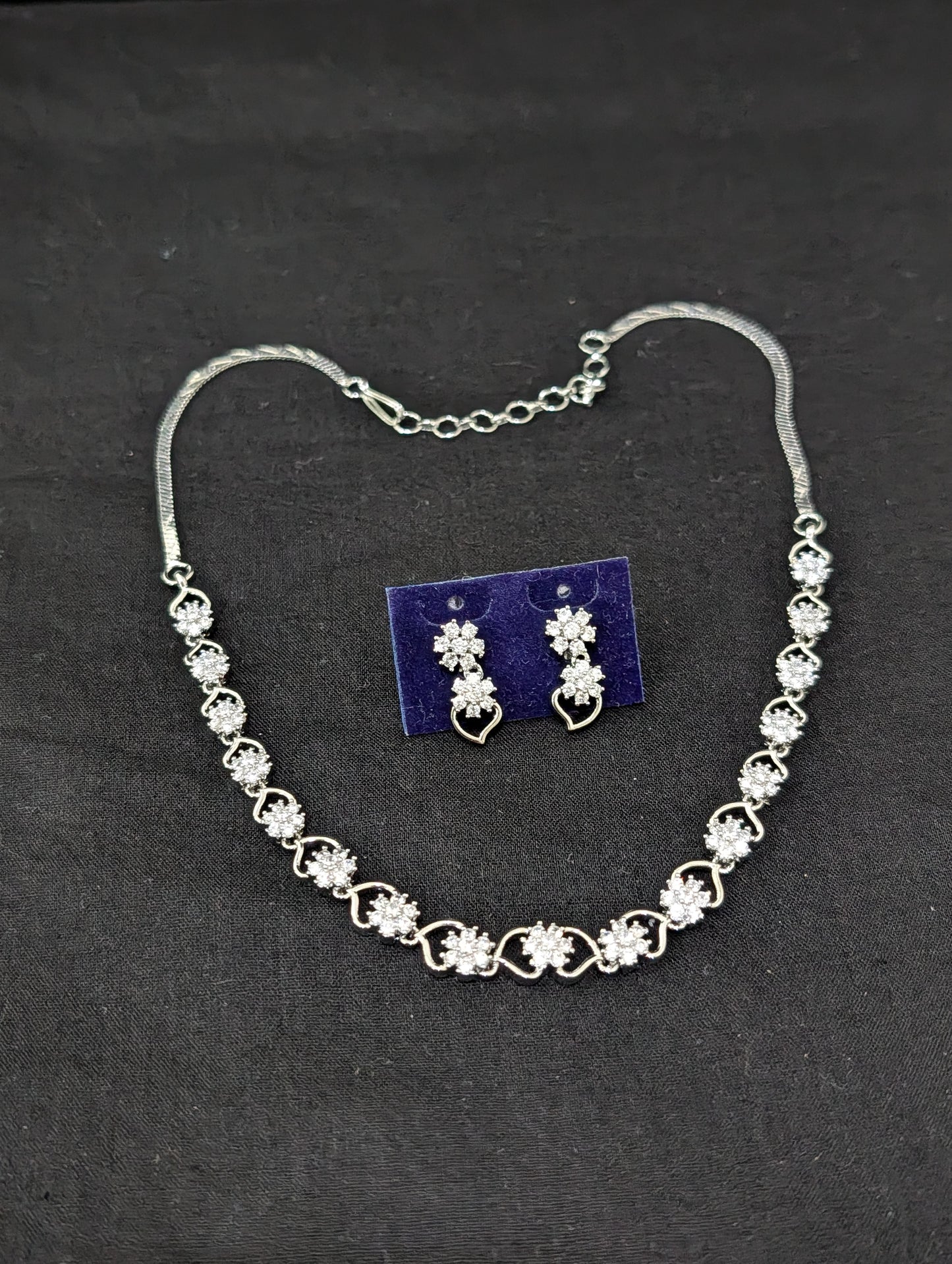 White gold plated White CZ Choker Set - Simpliful