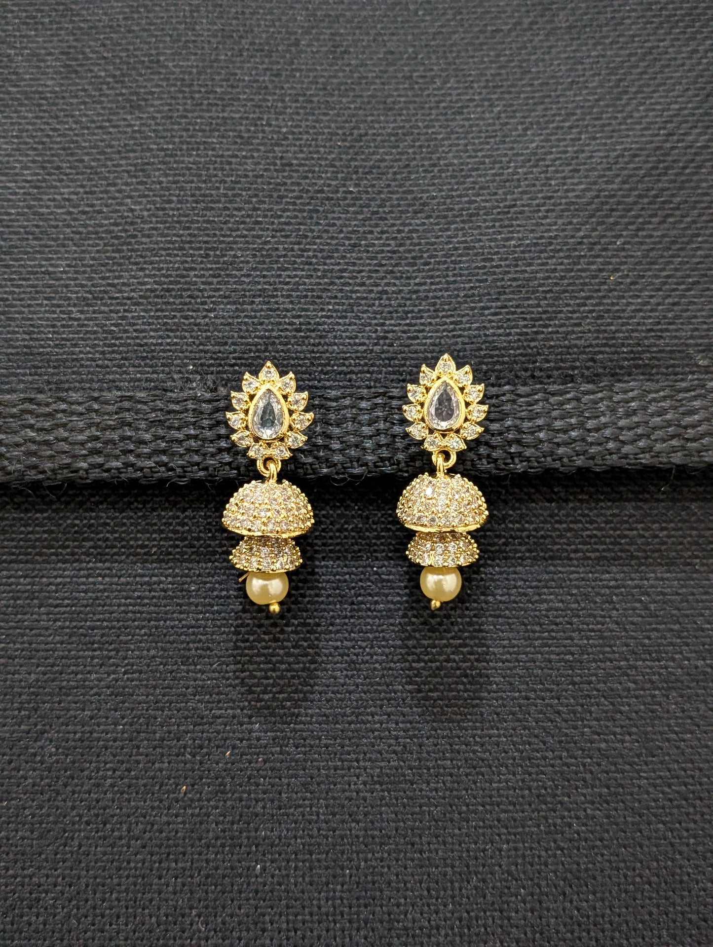 Double layer CZ Jhumka Earrings - Simpliful