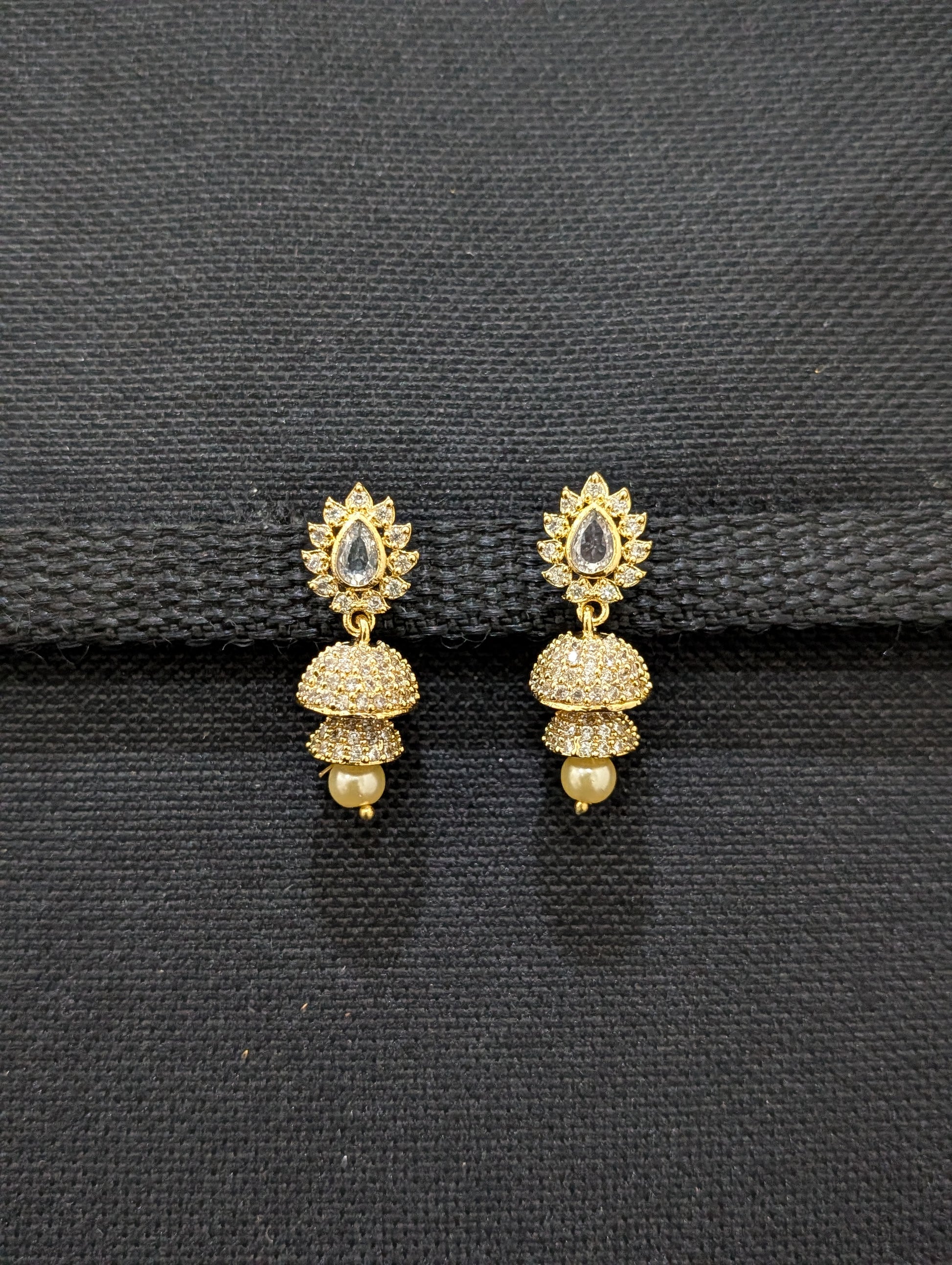 Double layer CZ Jhumka Earrings - Simpliful