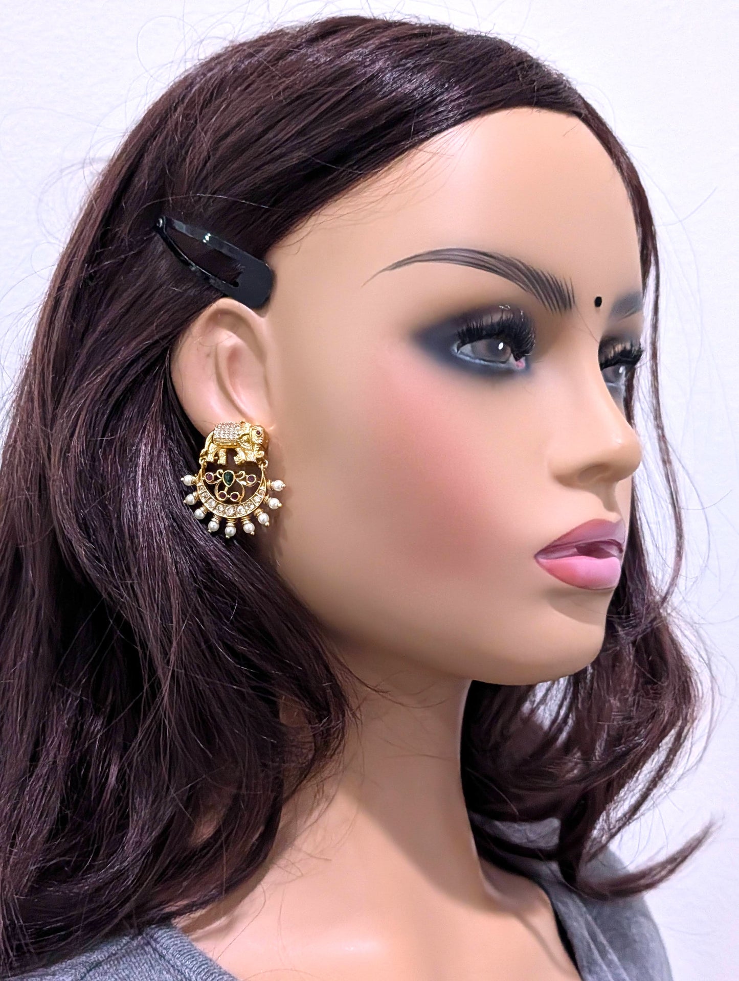 Antique gold plated Elephant design Earrings - Simpliful