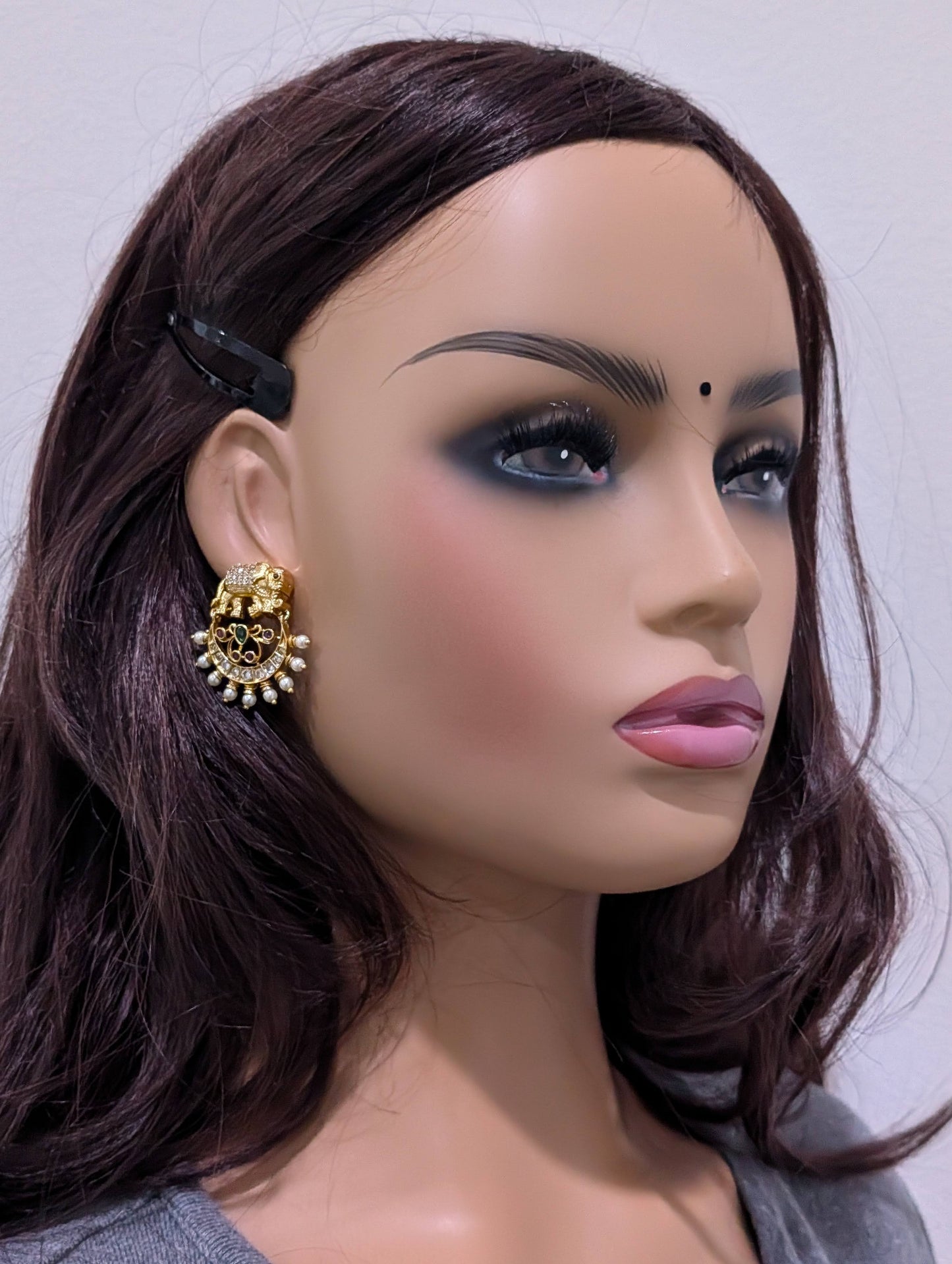 Antique gold plated Elephant design Earrings - Simpliful