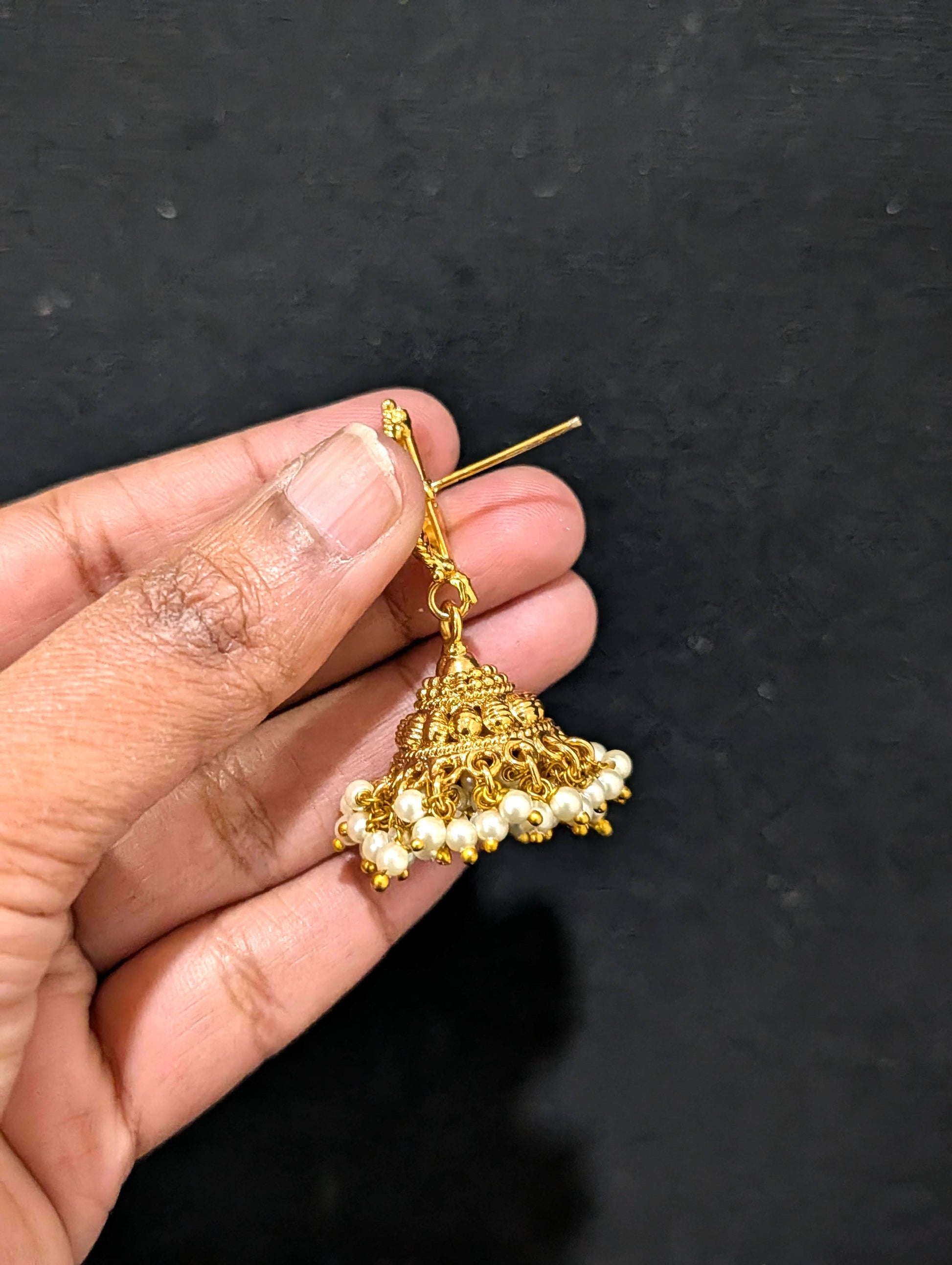 Gold plated Pearl cluster Jhumka Earrings - Simpliful