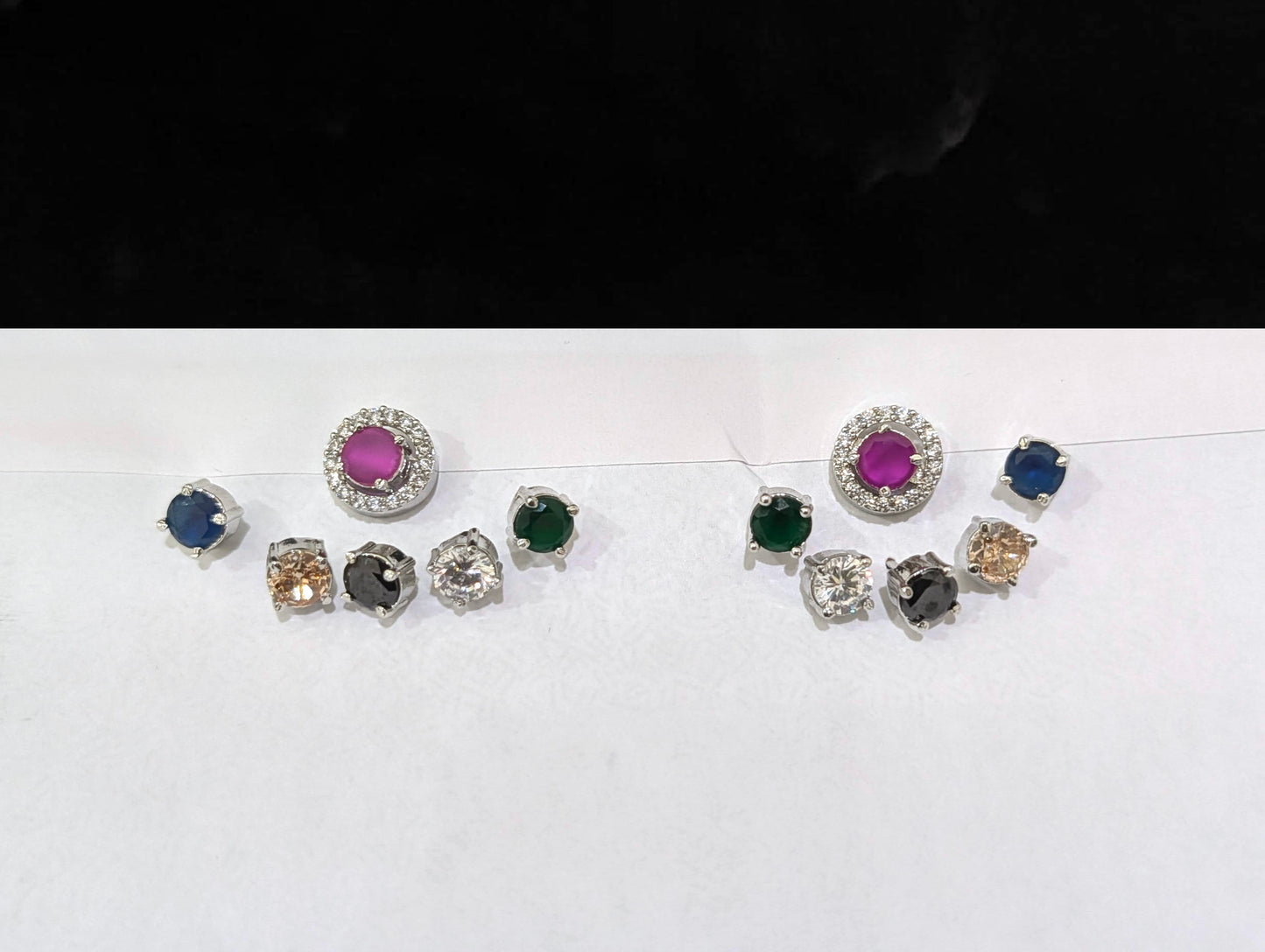 6 colors changeable - Round CZ Stud Earrings - Simpliful