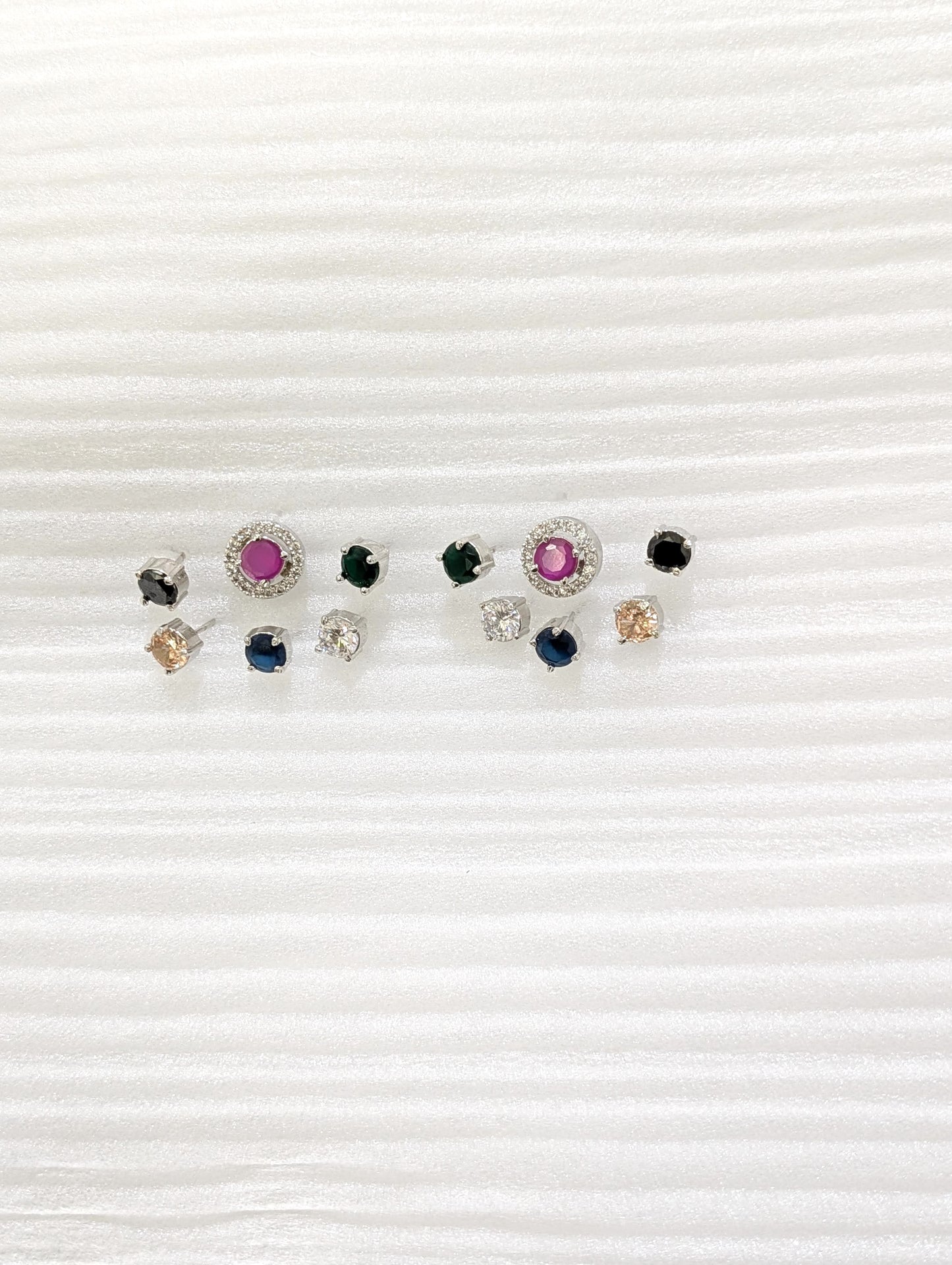 6 colors changeable - Round CZ Stud Earrings - Simpliful