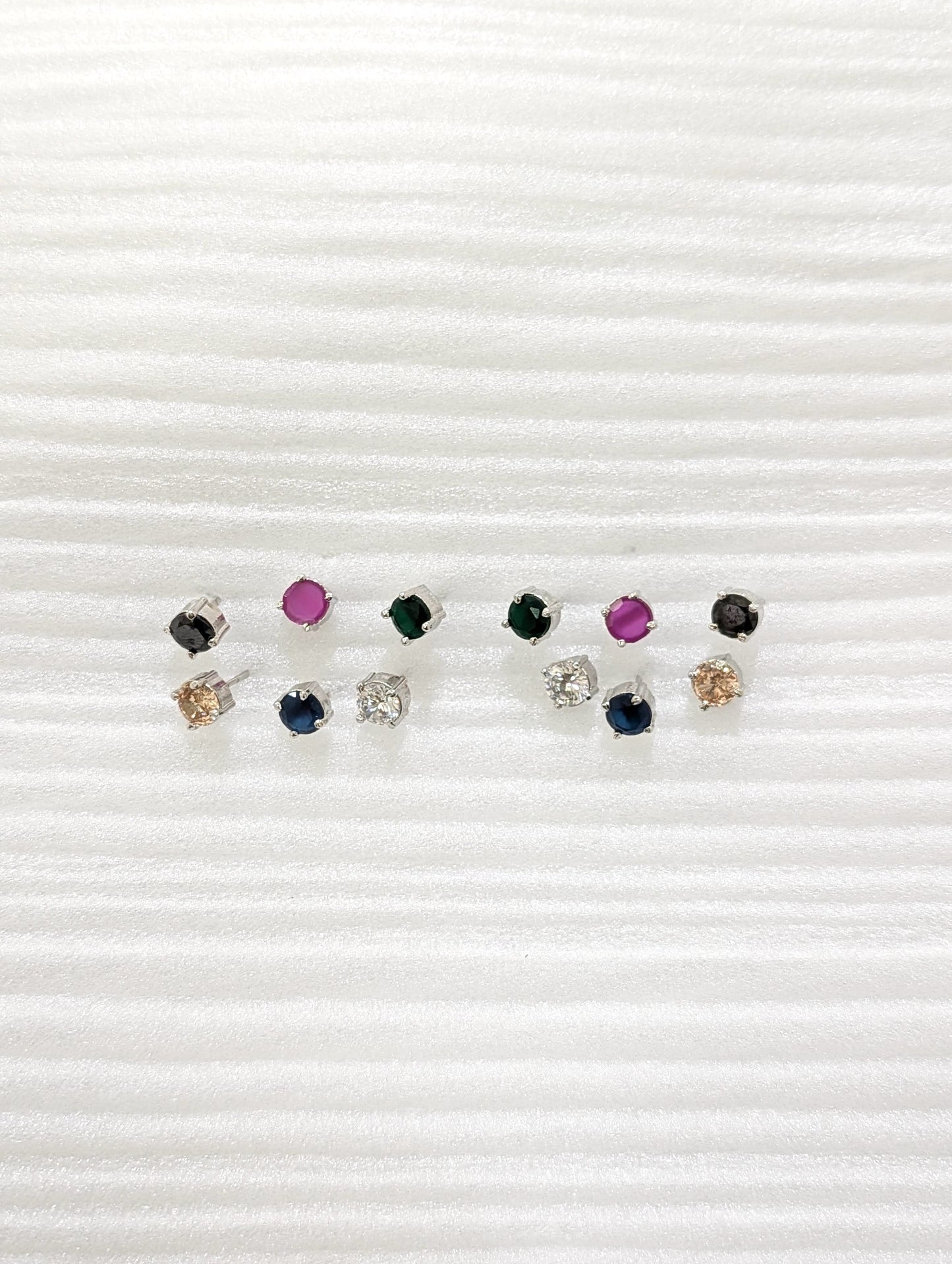 6 colors changeable - Round CZ Stud Earrings - Simpliful