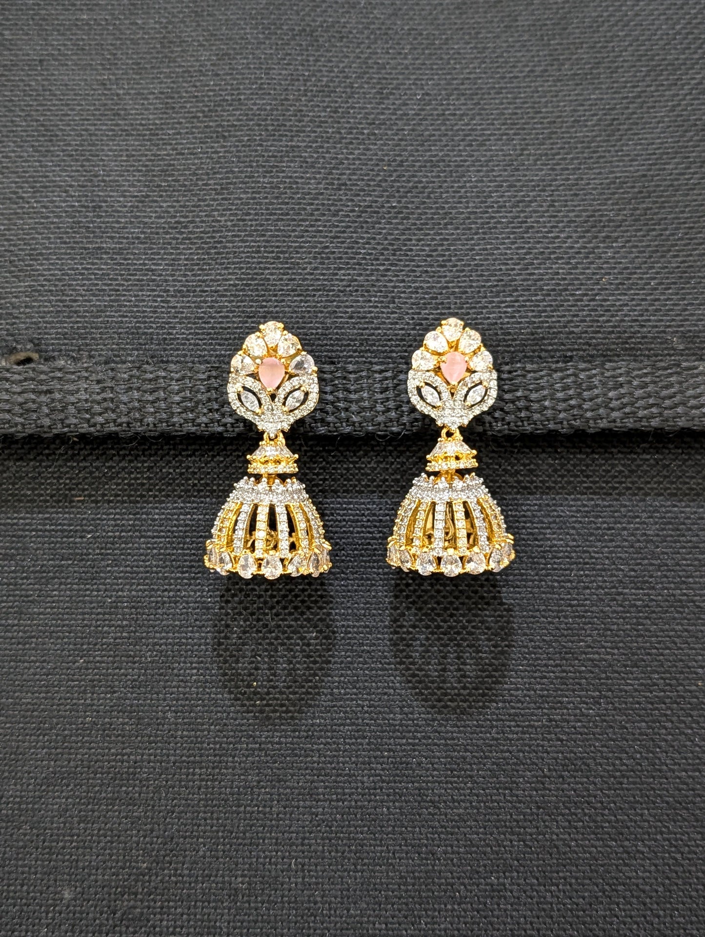 Leafy CZ Jhumka Earrings - Simpliful