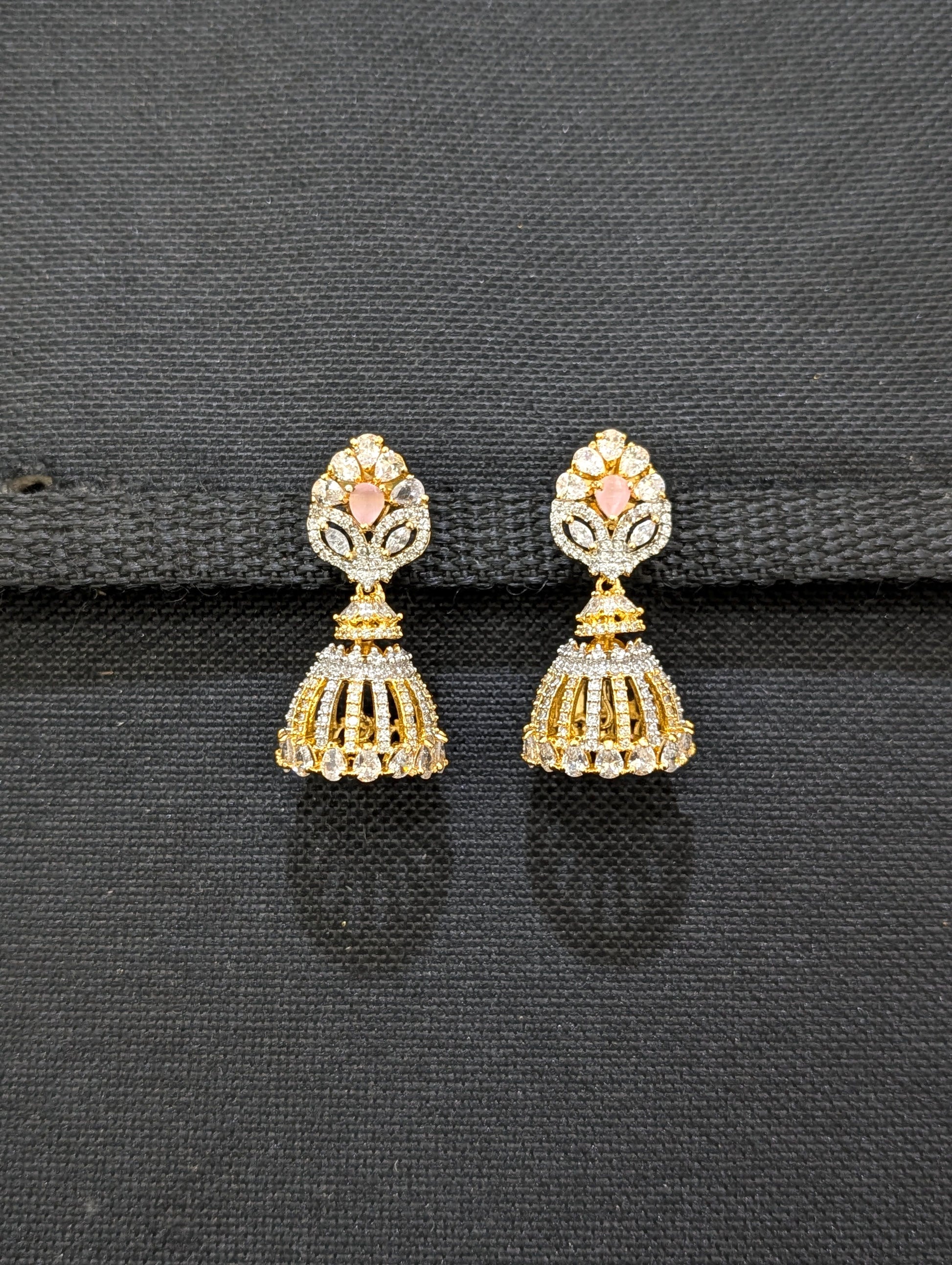 Leafy CZ Jhumka Earrings - Simpliful